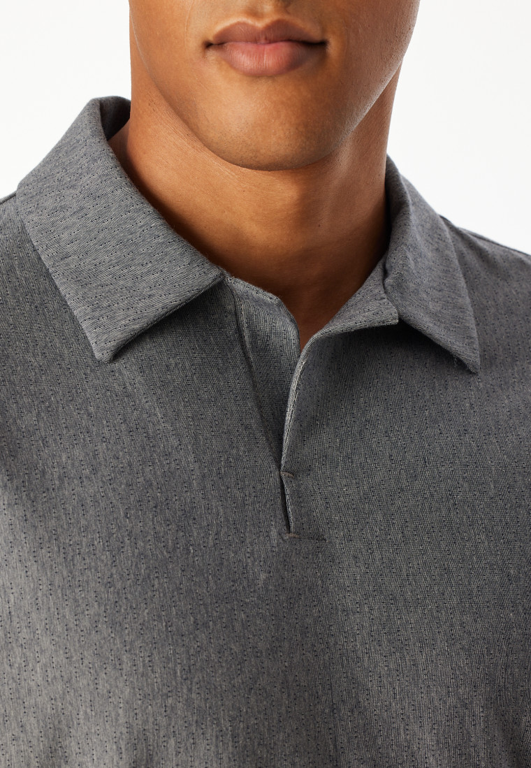 Pigiama corto con colletto di camicia blu notte - Selected Premium Jacquard