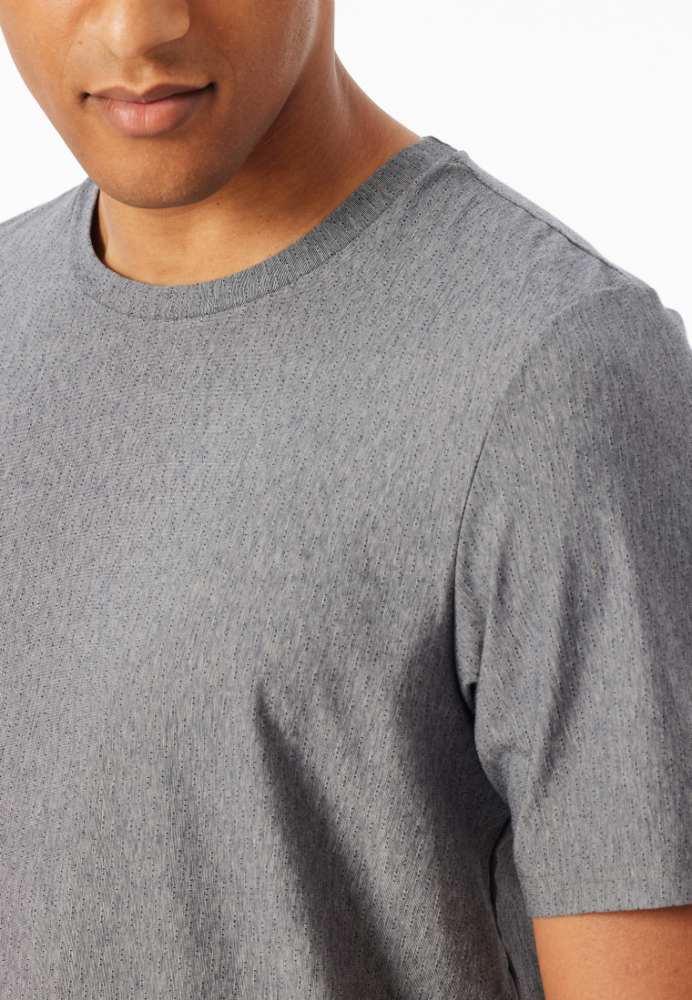 Schlafanzug kurz Streifen nachtblau - Selected Premium Jacquard