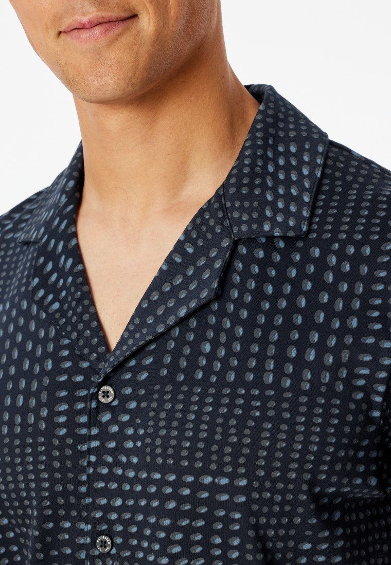 Pyjama lange knoopsluiting grafiet - Fine Interlock
