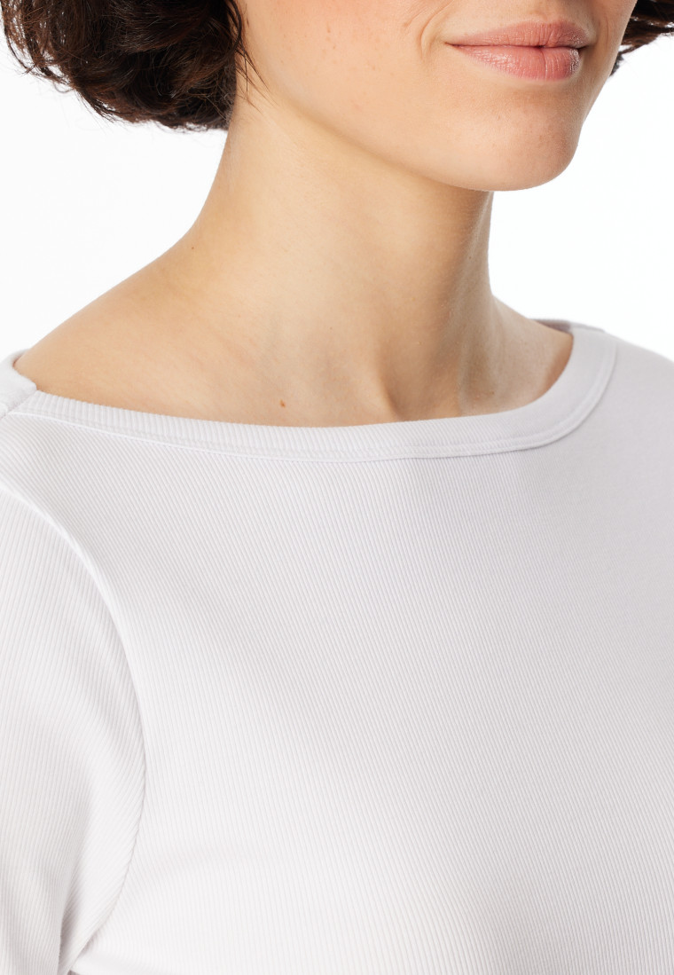 Camicia a maniche lunghe a coste doppie scollatura bianco - SCHIESSER 150 Years