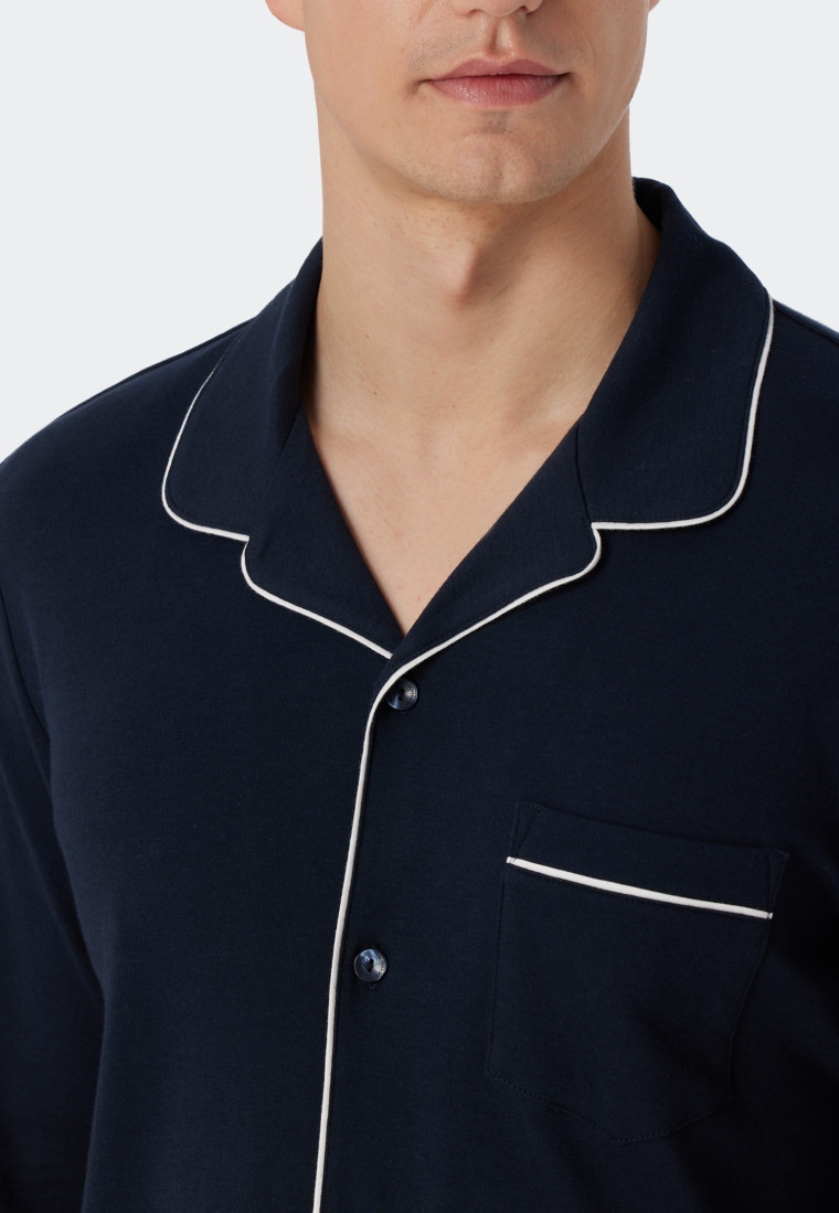 Pyjama lang Interlock dunkelblau - Fine Interlock