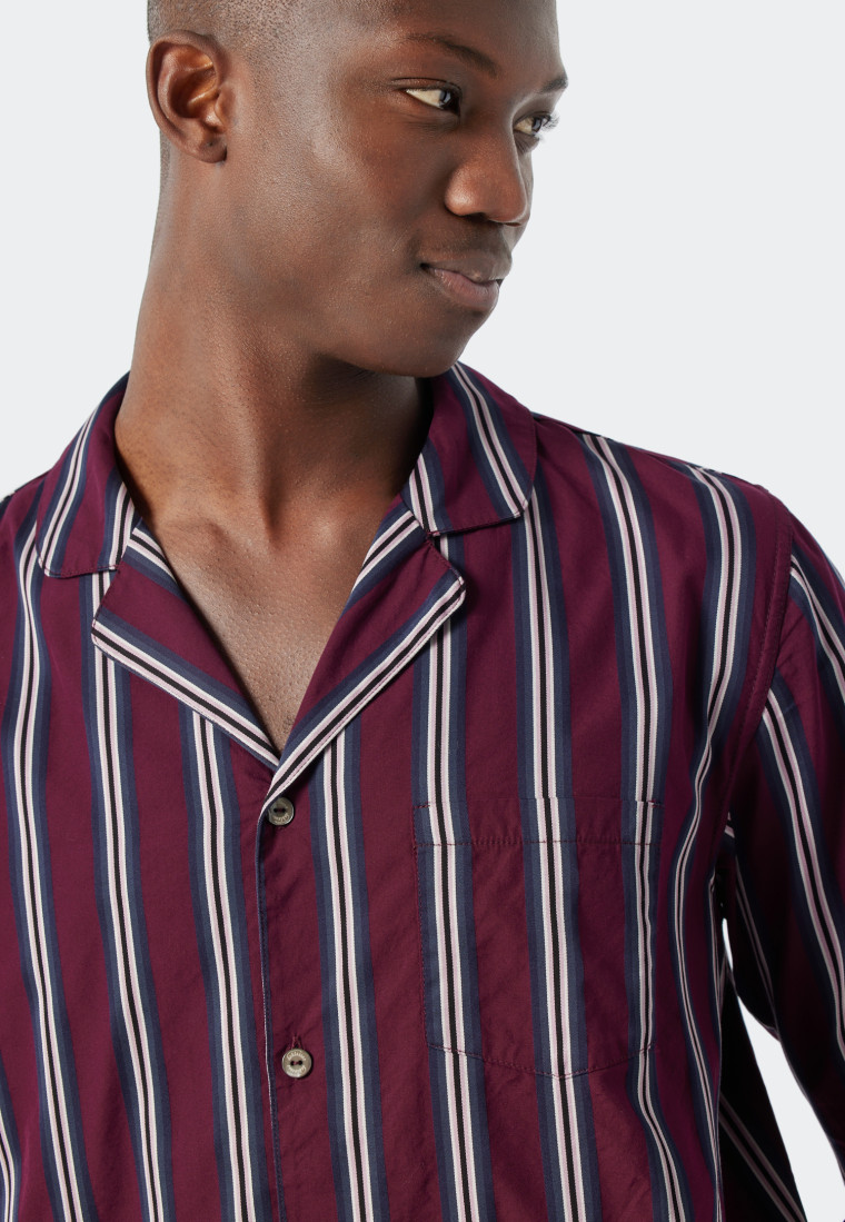 Long pajamas woven fabric button placket purple striped - selected! premium inspiration