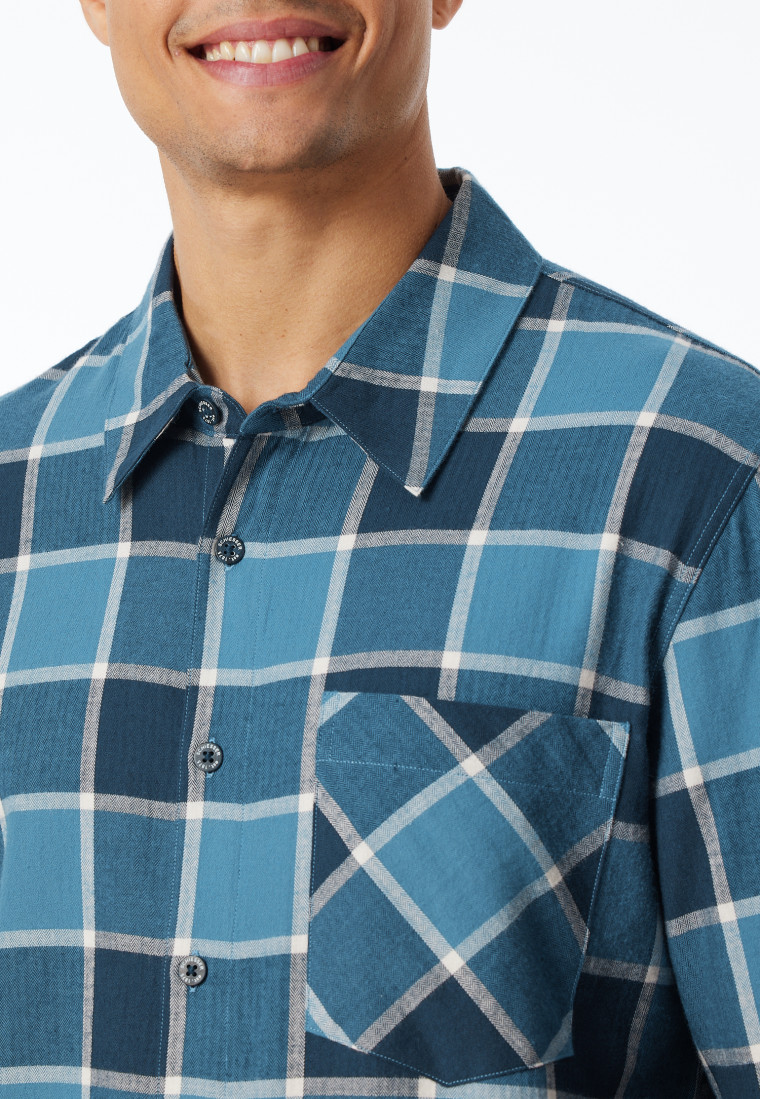 Pyjama geweven jeansblauw geruit - selected! Premium Warming