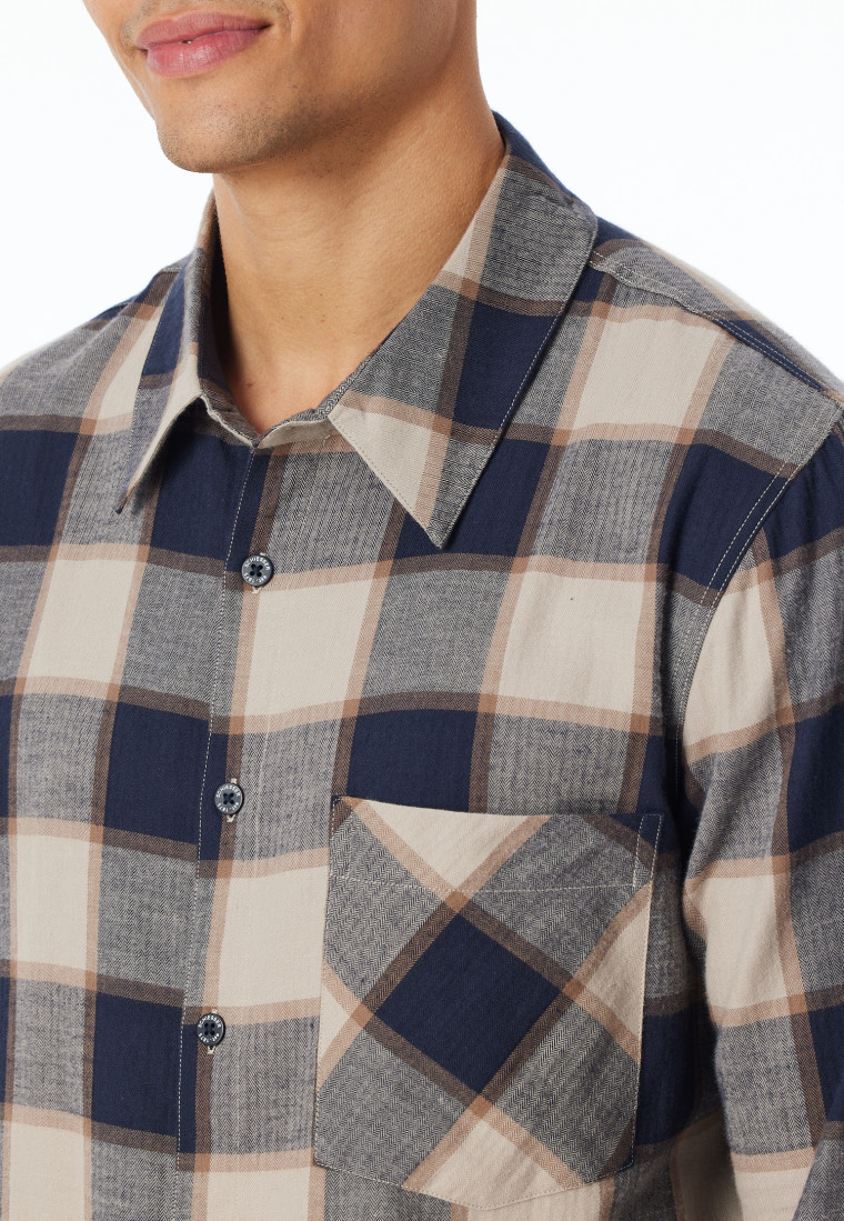Pyjama Webware Flanell natur kariert - Selected Premium Warming