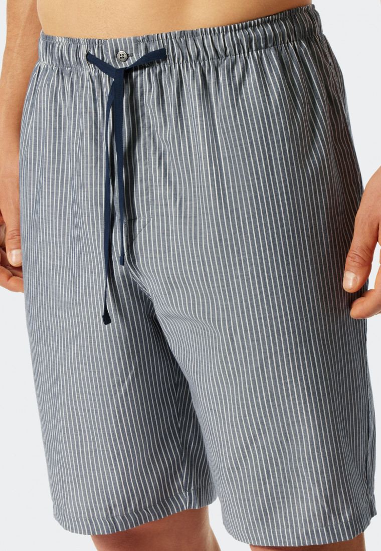 Pyjama court encolure arrondie Tencel rayé bleu foncé - selected! premium