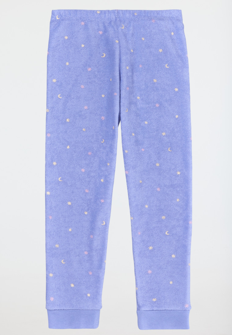 Schlafanzug lang Frottee Organic Cotton Bündchen Sterne flieder - Girls World