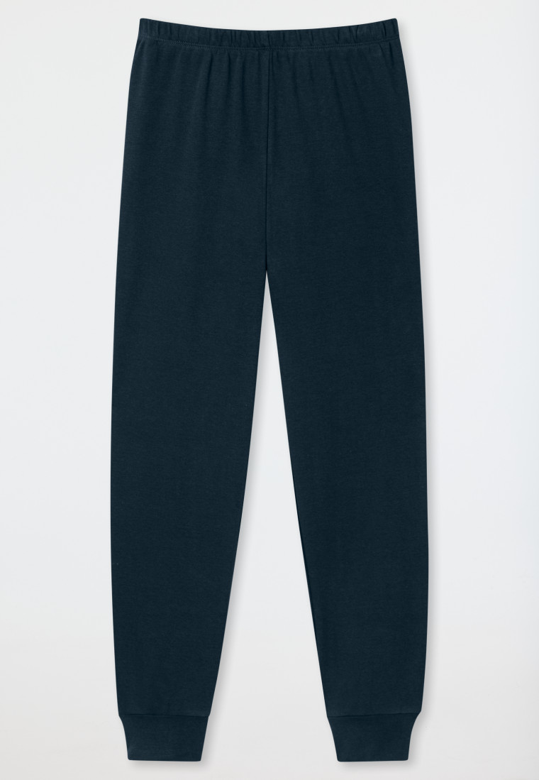 Schlafanzug lang Interlock Bündchen Traummotive nachtblau - Nightwear