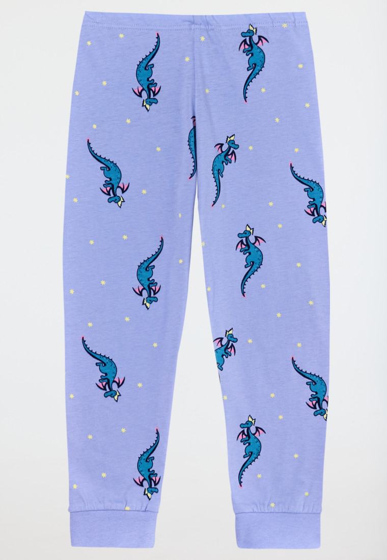 Pyjama long coton bio poignet dragon lilas - Girls World