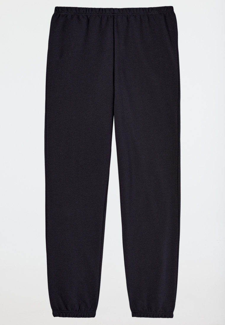 Schlafanzug lang Sweatware Bündchen grau-meliert - Nightwear