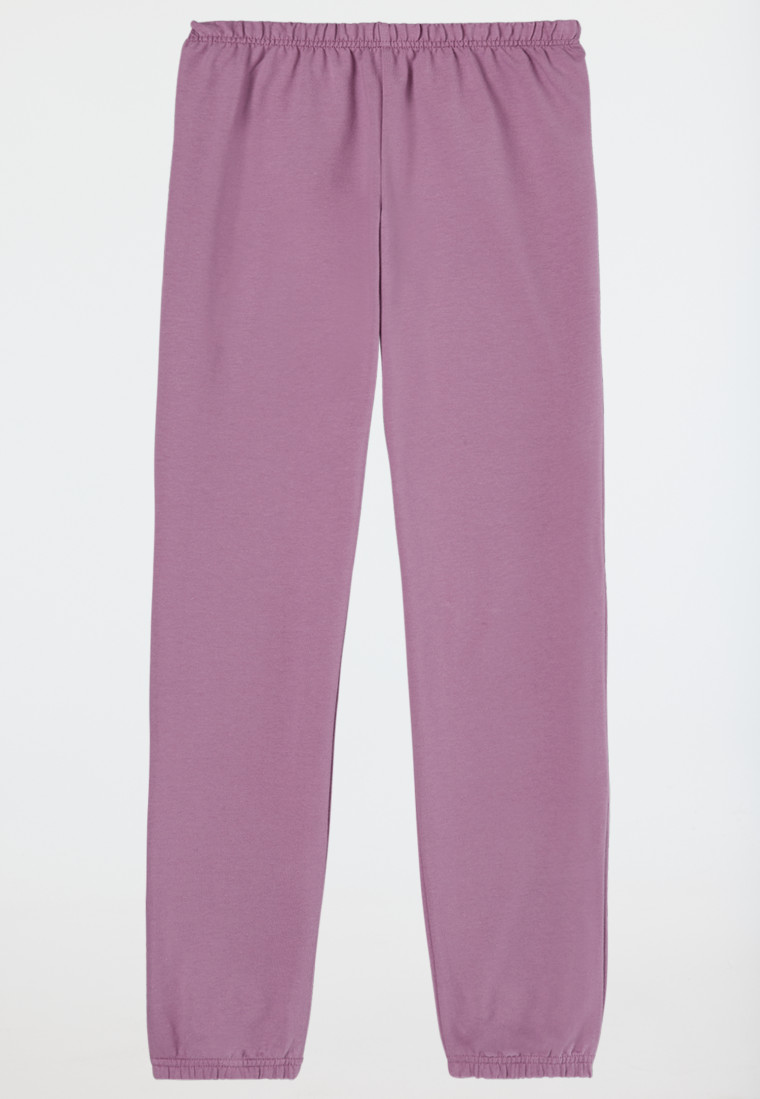 Schlafanzug lang Sweatwear Bündchen mauve - Nightwear