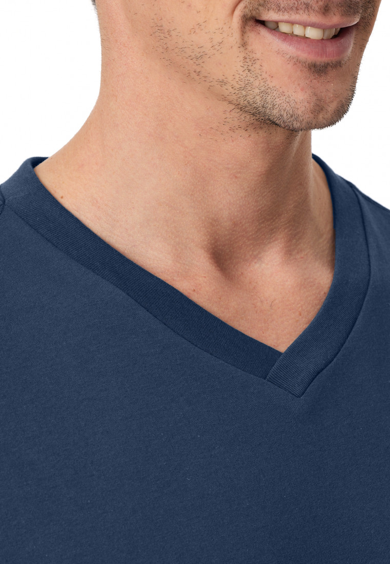 Shirt kurz arm V-Ausschnitt royal - Mix+Relax