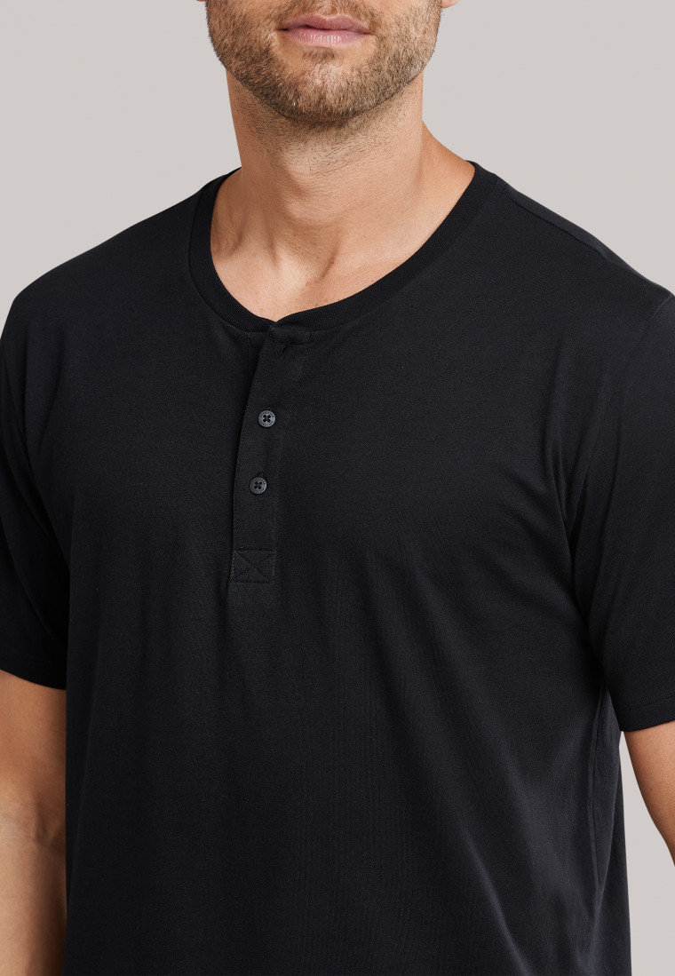 Chemise à boutons et manches courtes en jersey noir - Mix + Relax
