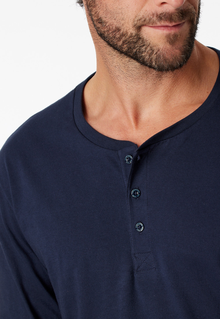 Shirt langarm Jersey Knopfleiste dunkelblau - Mix+Relax