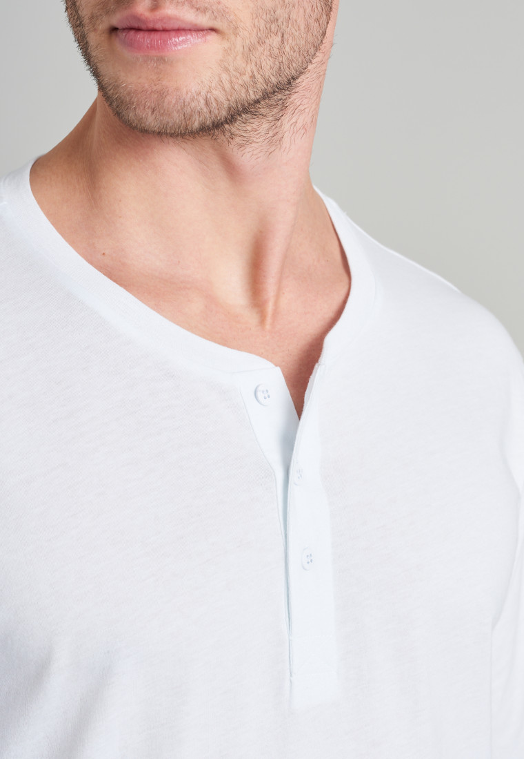 Schiesser Herren Mix & Relax Langarmshirt Knopfleiste Schlafanzugoberteil