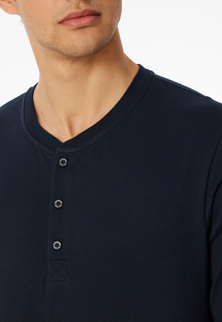 Shirt langarm Knopfleiste nachtblau - Mix+Relax