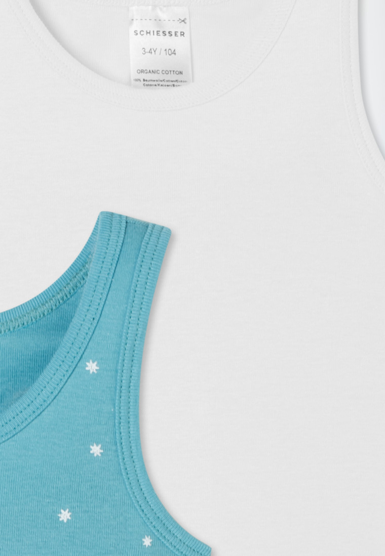 Unterhemden 2er-Pack Sterne Monde blau/ weiß - Fine Rib