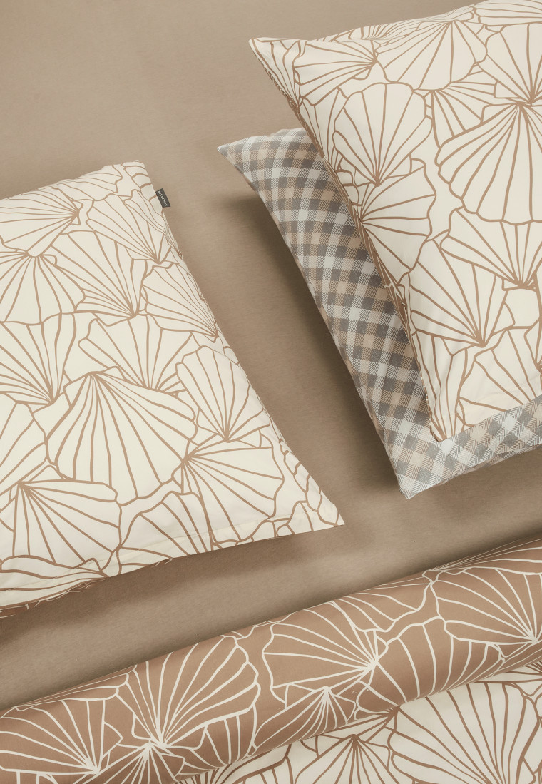 Tweedelige bedlinnenset Renforcé taupe patroon - Schiesser Home