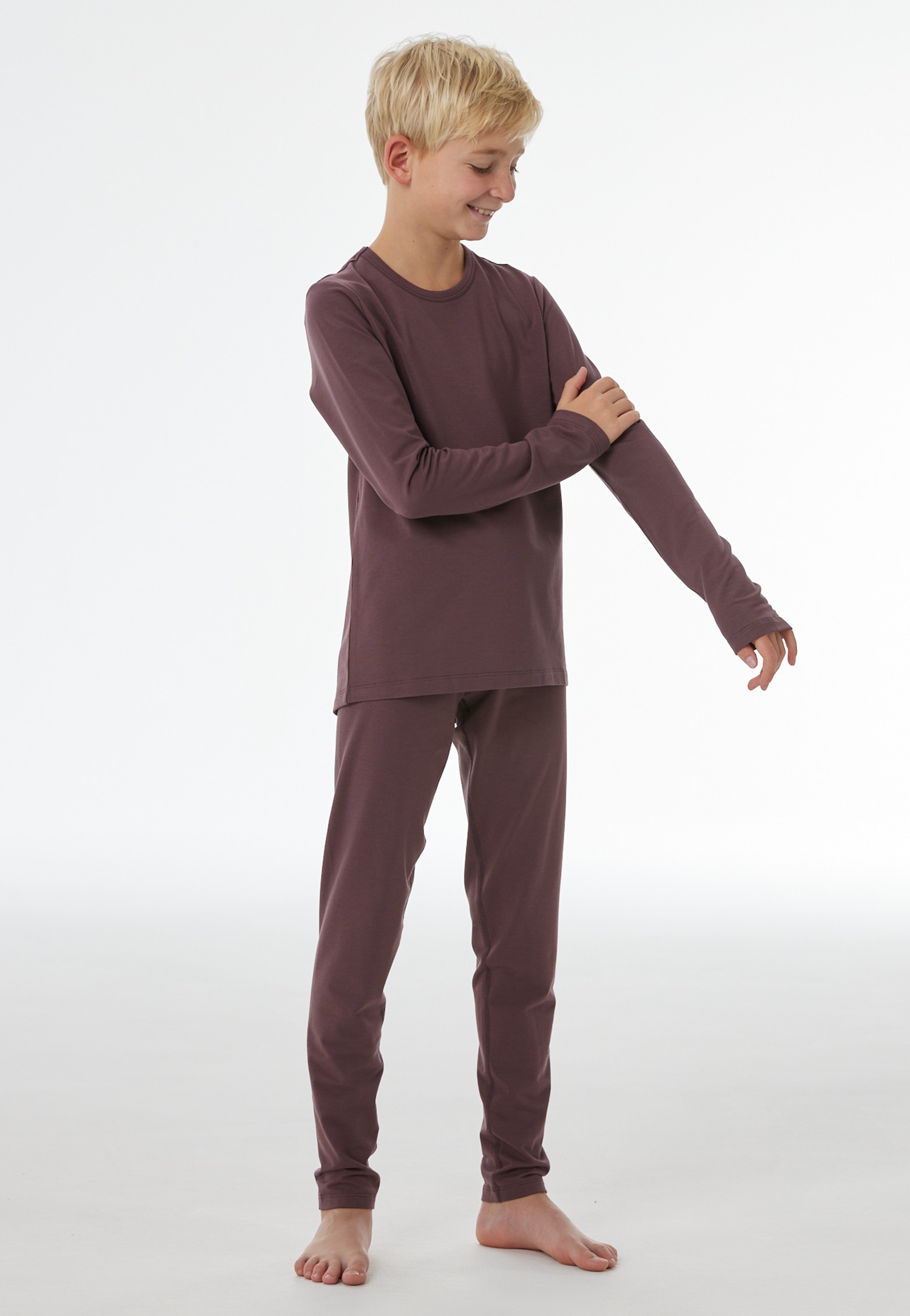 Unisex shirt met lange mouwen, warm, cacaobruin - Thermo 98