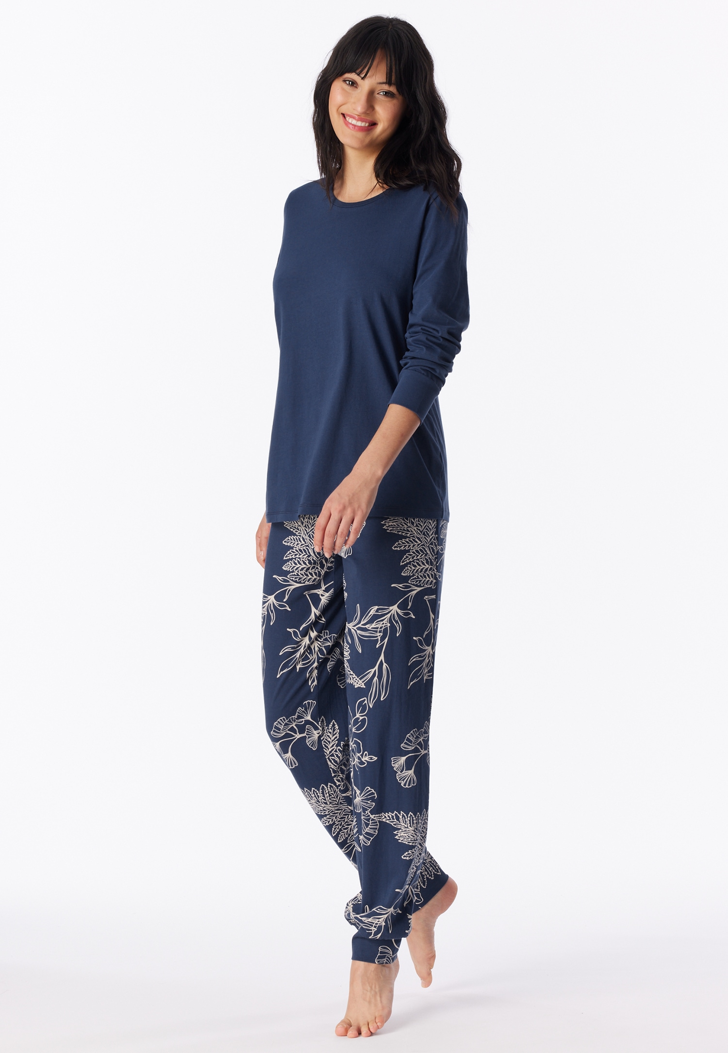 Lange pyjama met manchetten, admiraalblauw patroon - Comfort Essentials 48