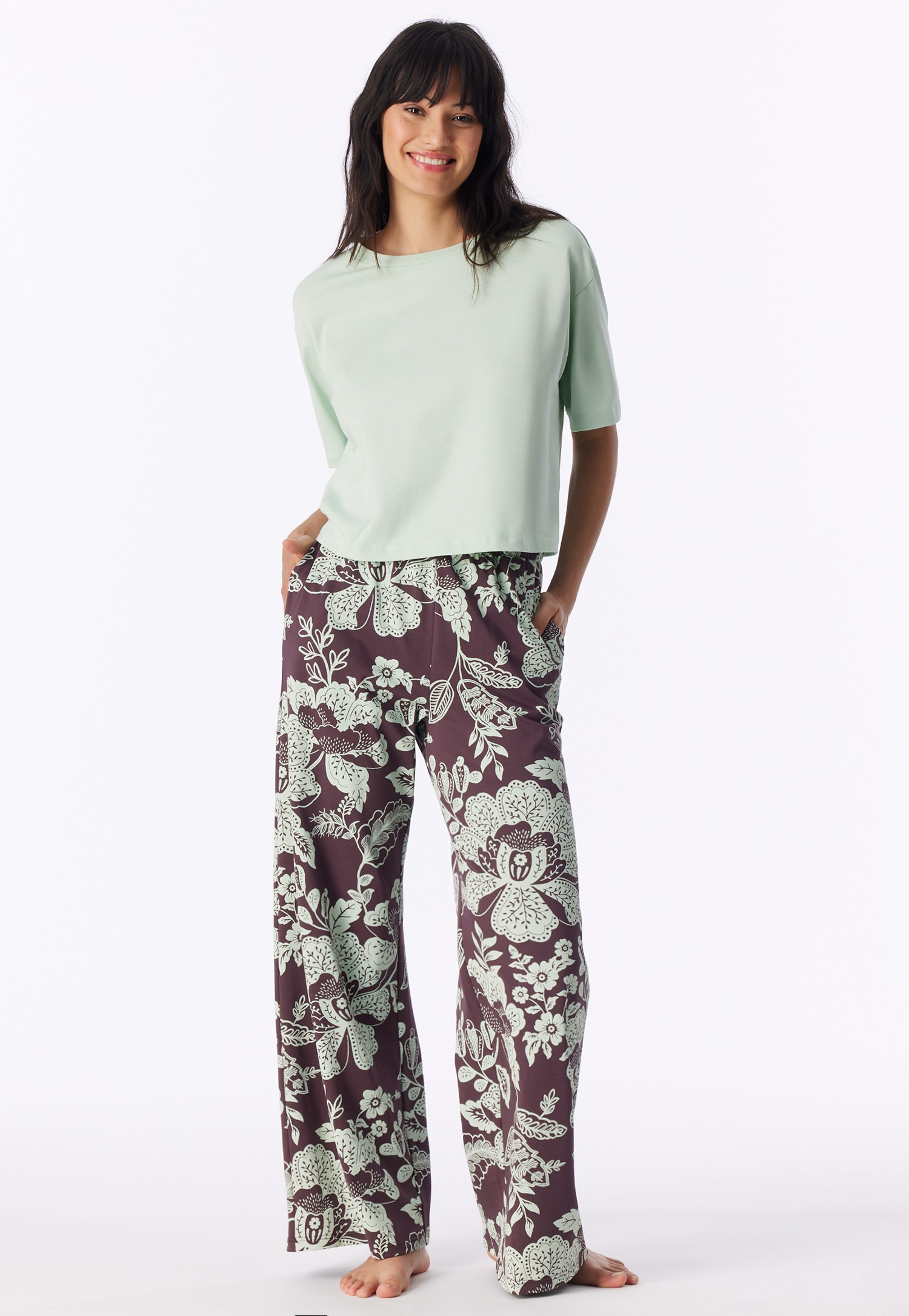 Langere broek van Heavy Single Jersey met veelkleurige bloemenprint - Mix+ Relax 34