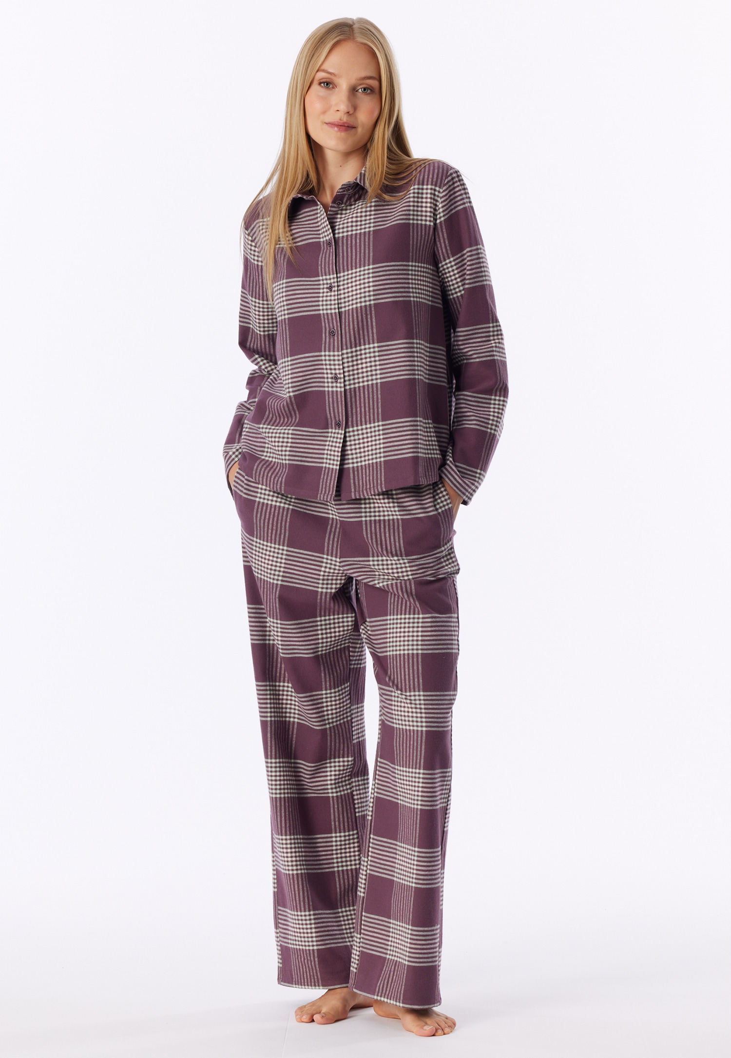 Lang, warme flanel-pyjama met veelkleurig geruit patroon - Selected! Premium Warming 36