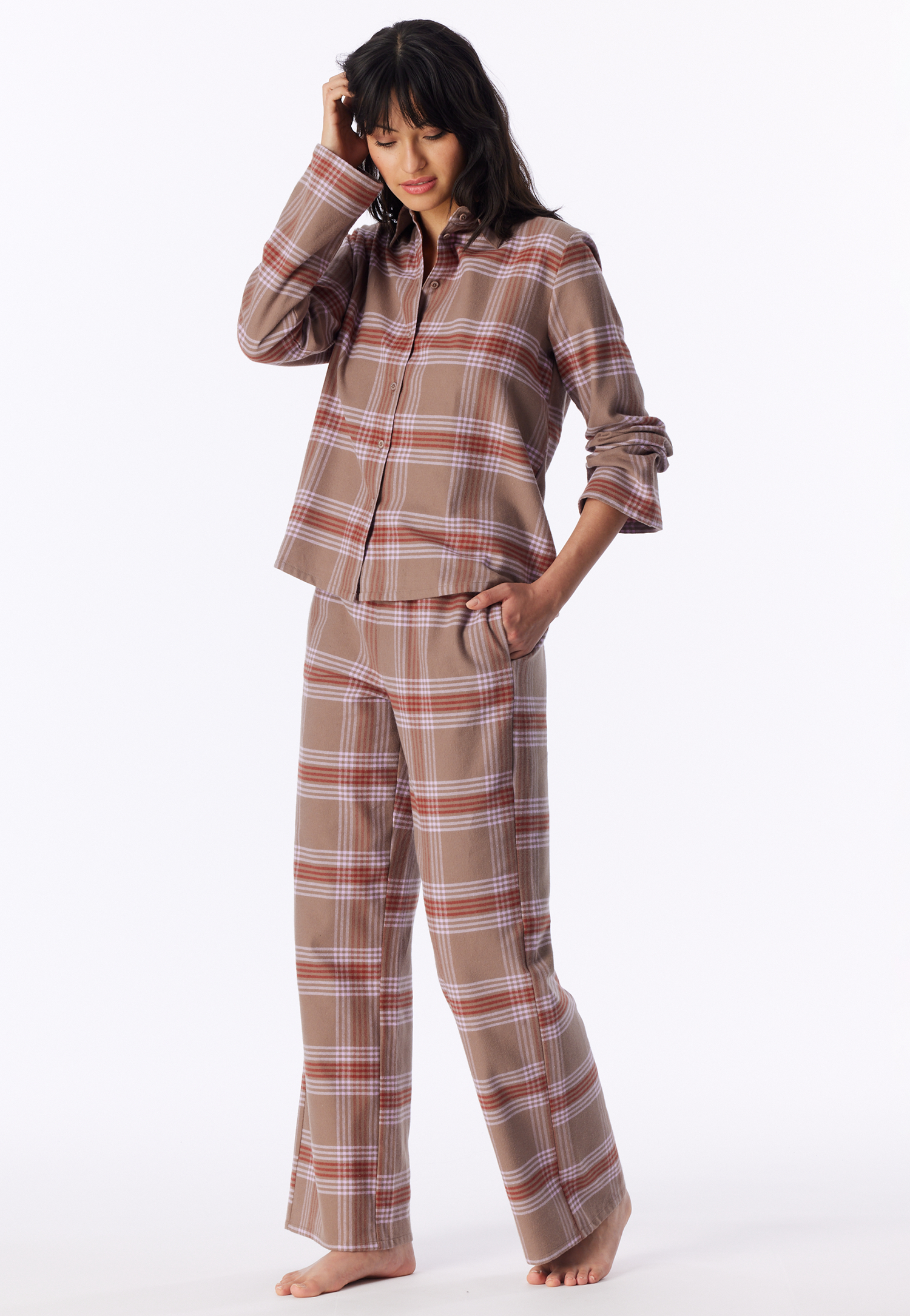 Lang, warme flanel-pyjama met veelkleurig geruit patroon - Selected! Premium Warming 38