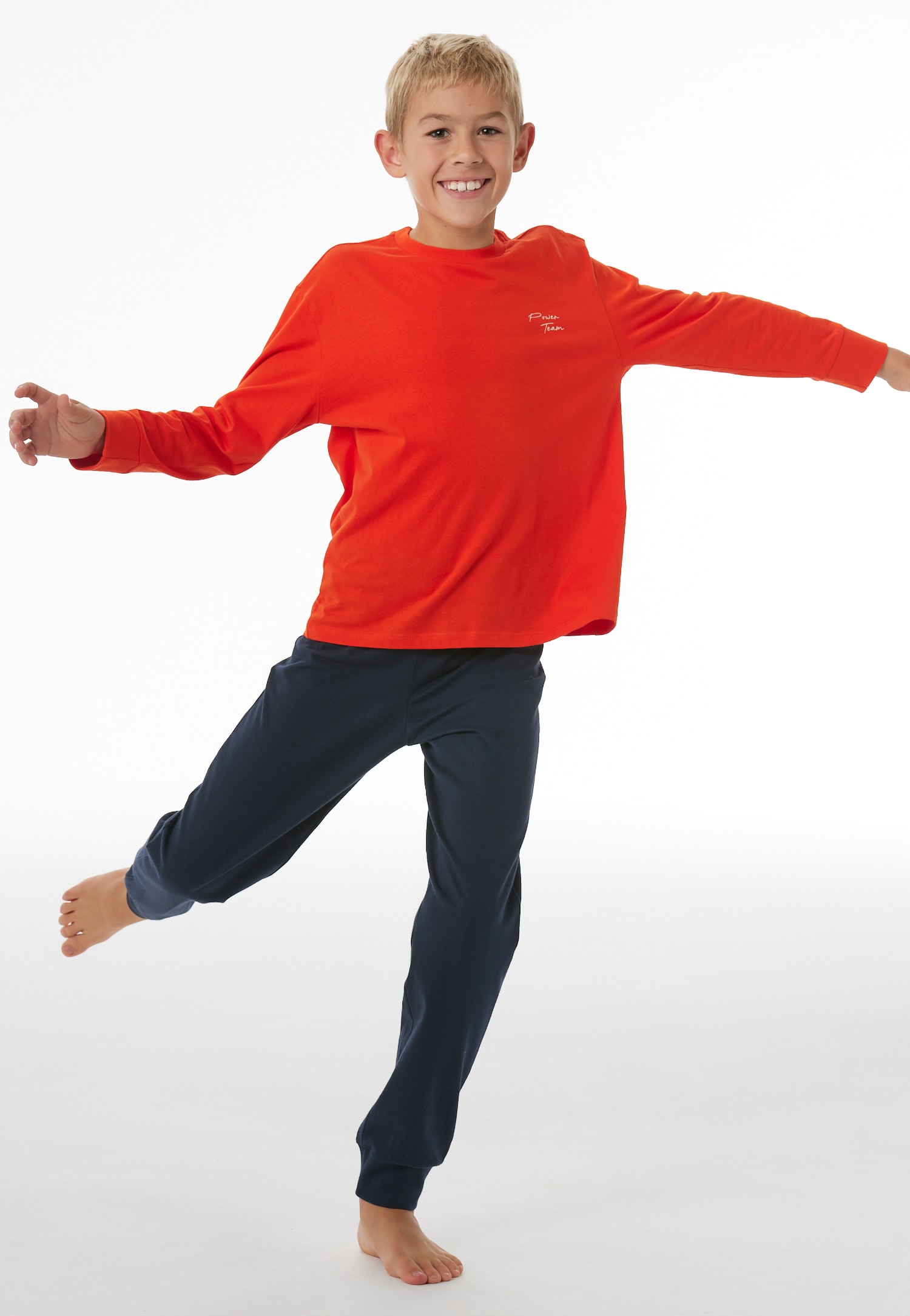 Lange pyjama met manchetten, oranje - Nightwear 176