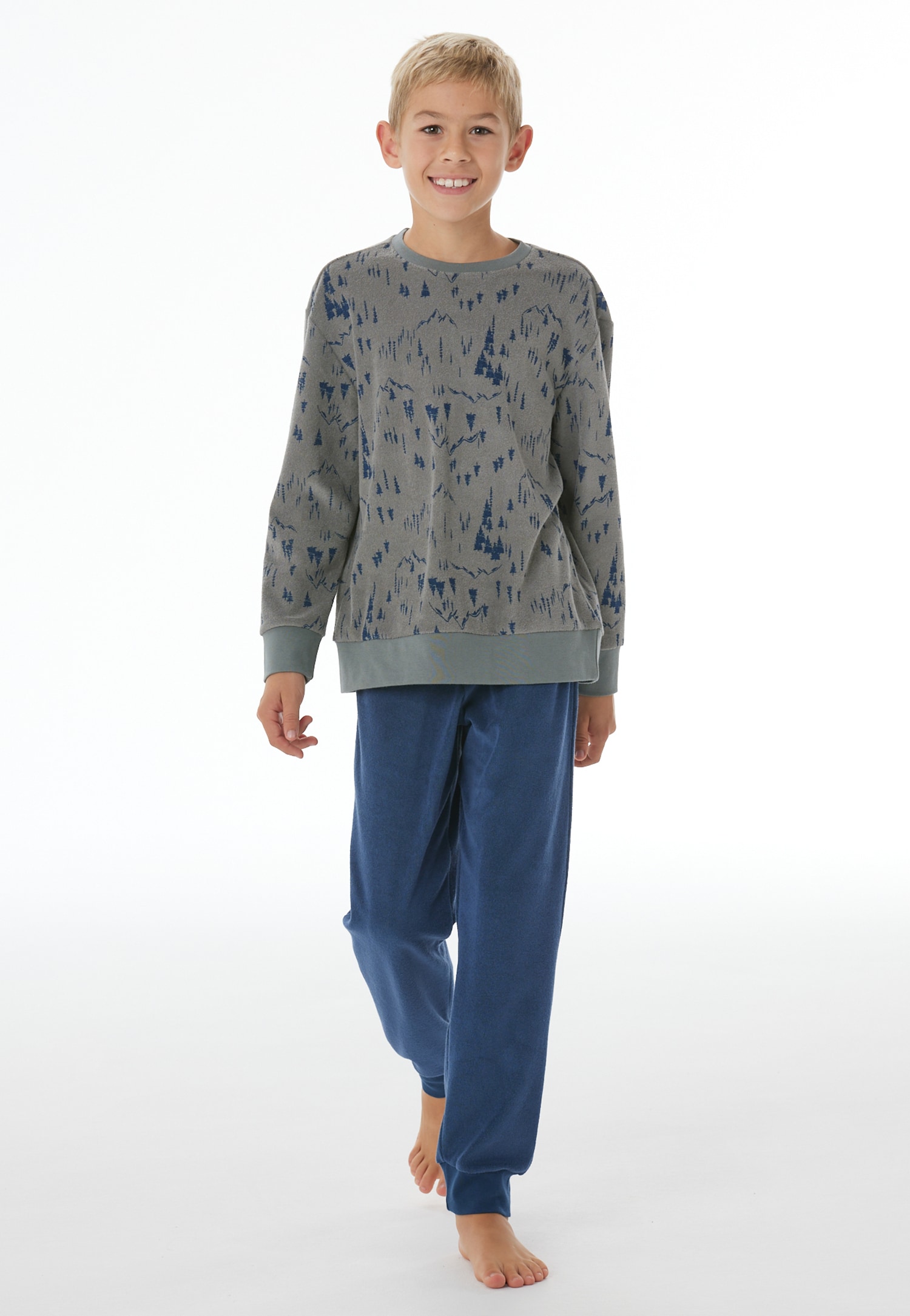Lange pyjama met manchetten in de kleur salie - Nightwear 98