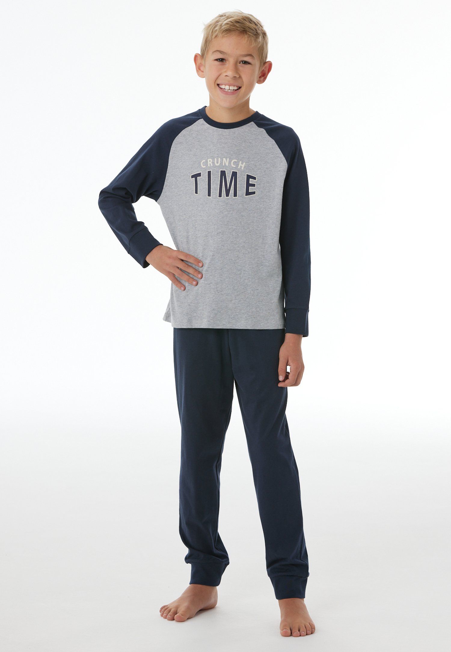 Lange pyjama met manchetten, grijs gemêleerd - Nightwear 164