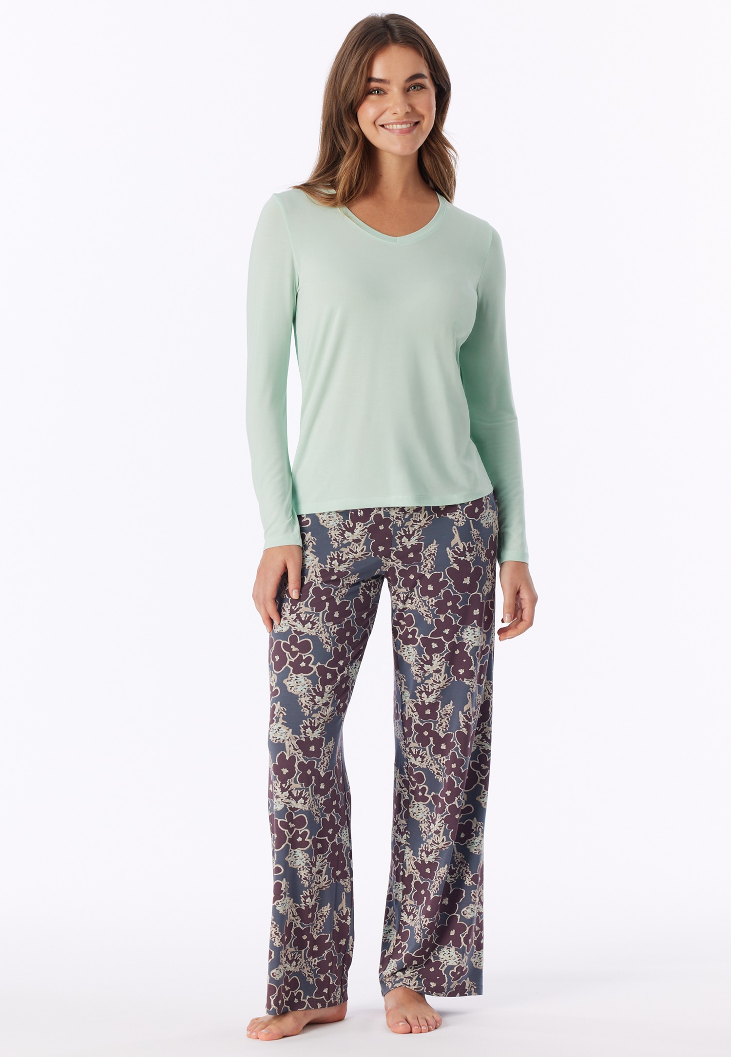 Shirt met lange mouwen en v-hals, kleur matcha latte - Mix+ Relax 34