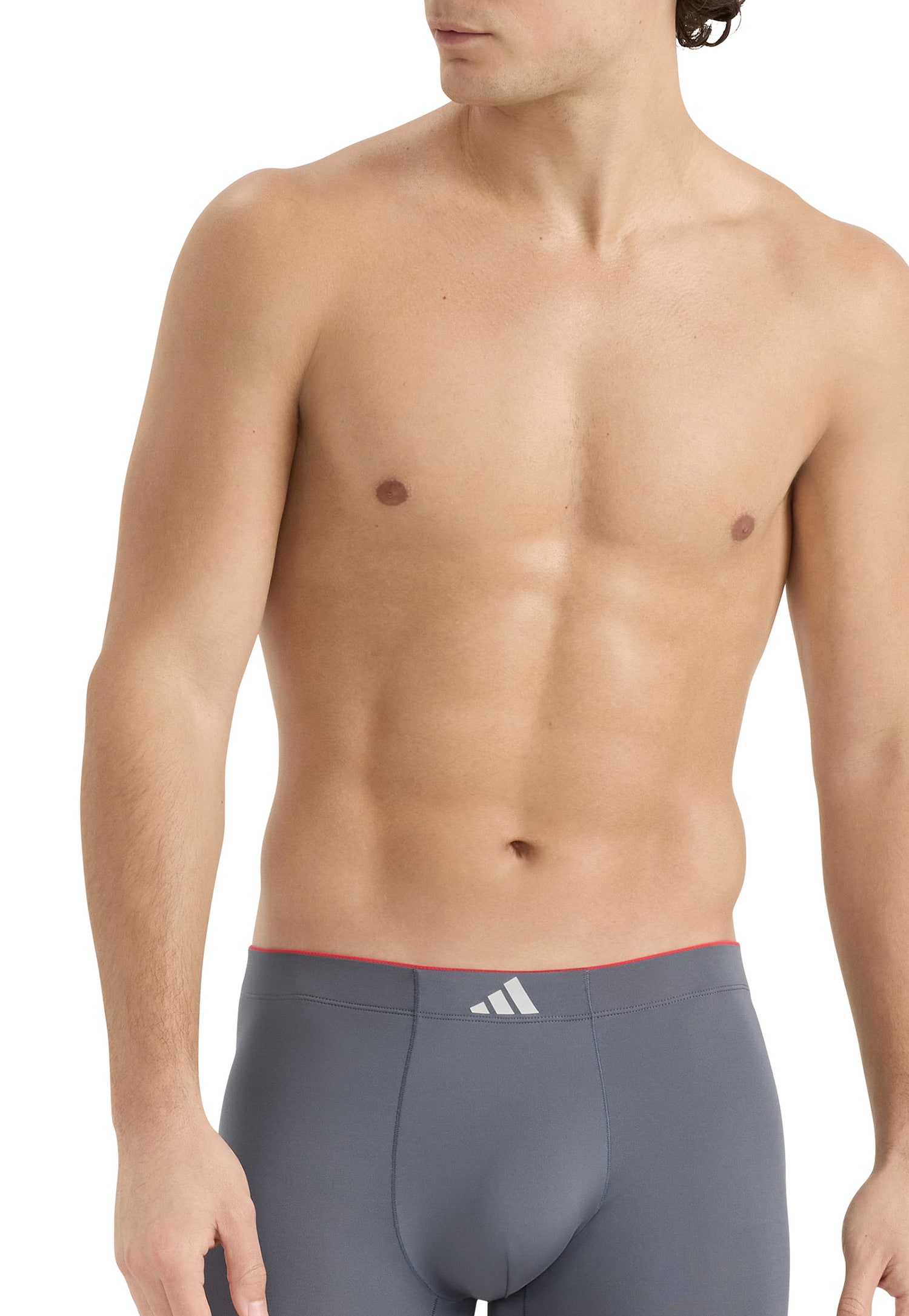 Aansluitende boxershorts lang met logo 3-pack Zwart/Grijs - ADIDAS S