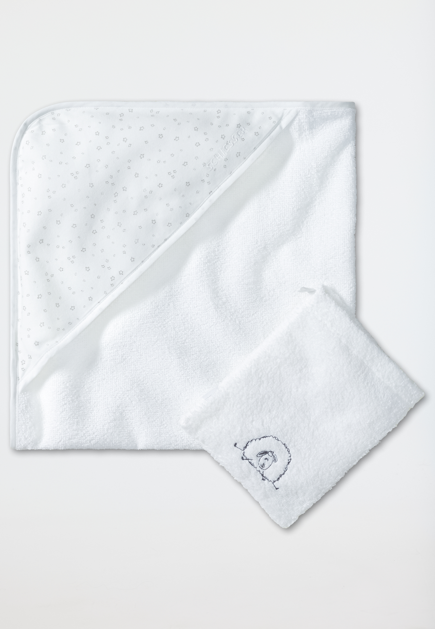 Baby-Badeset aus Handtuch und Waschlappen unisex Frottee weiß - Original Classics 1