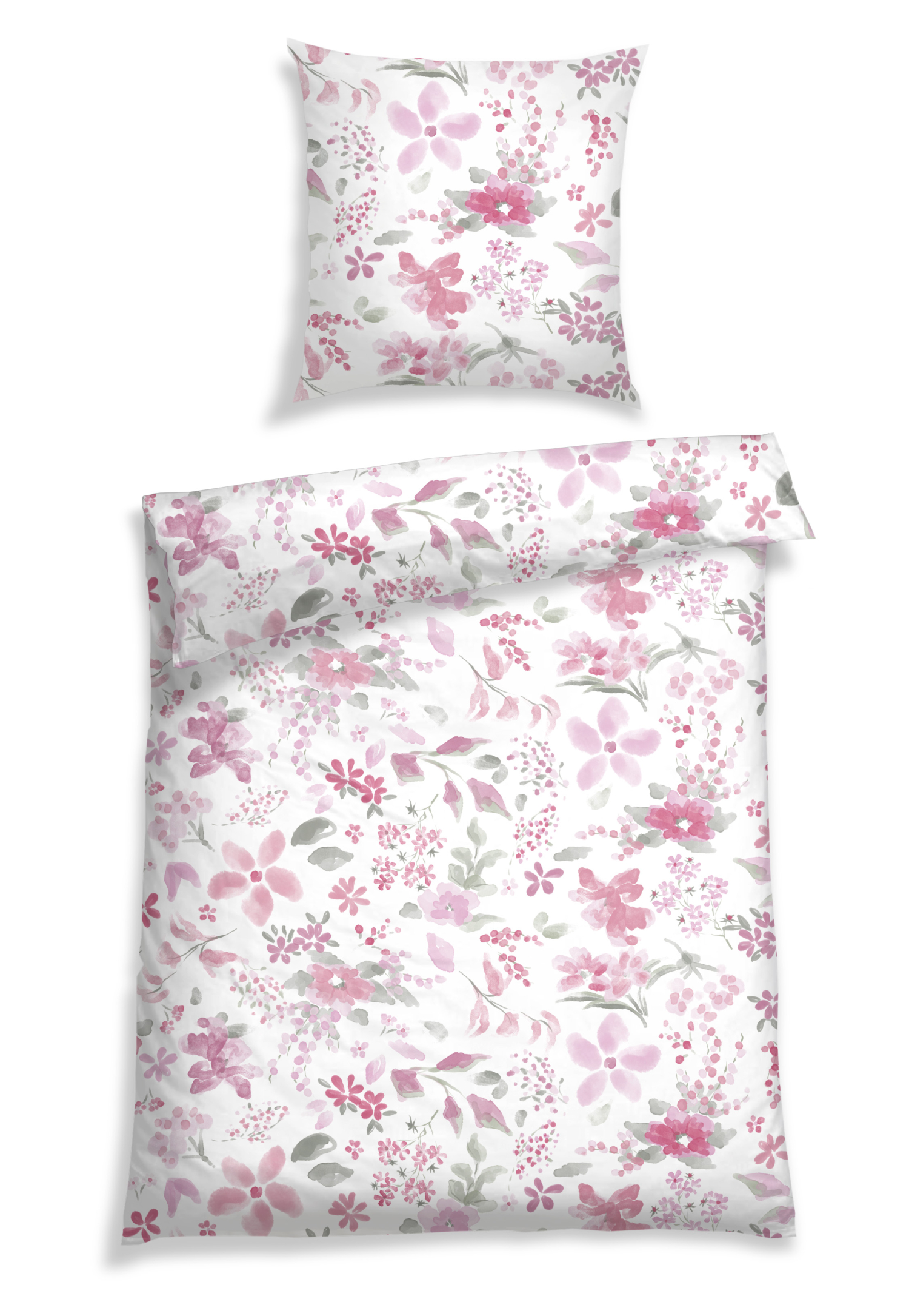 Bettwäsche 2-teilig Renforcé Blumen rosé - SCHIESSER Home 155*220