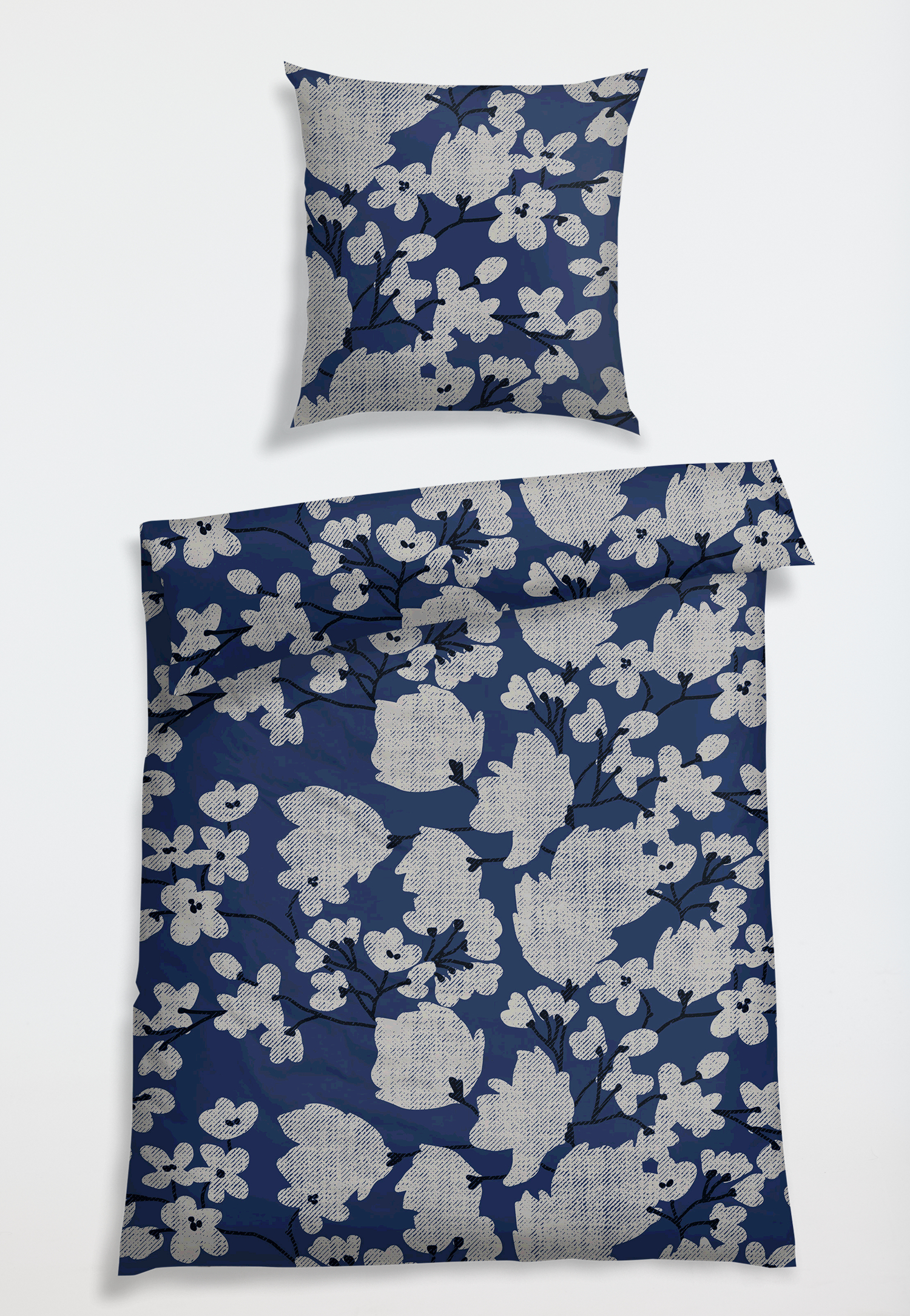 Bettwäsche 2-teilig Satin blau gemustert - SCHIESSER Home 160*210
