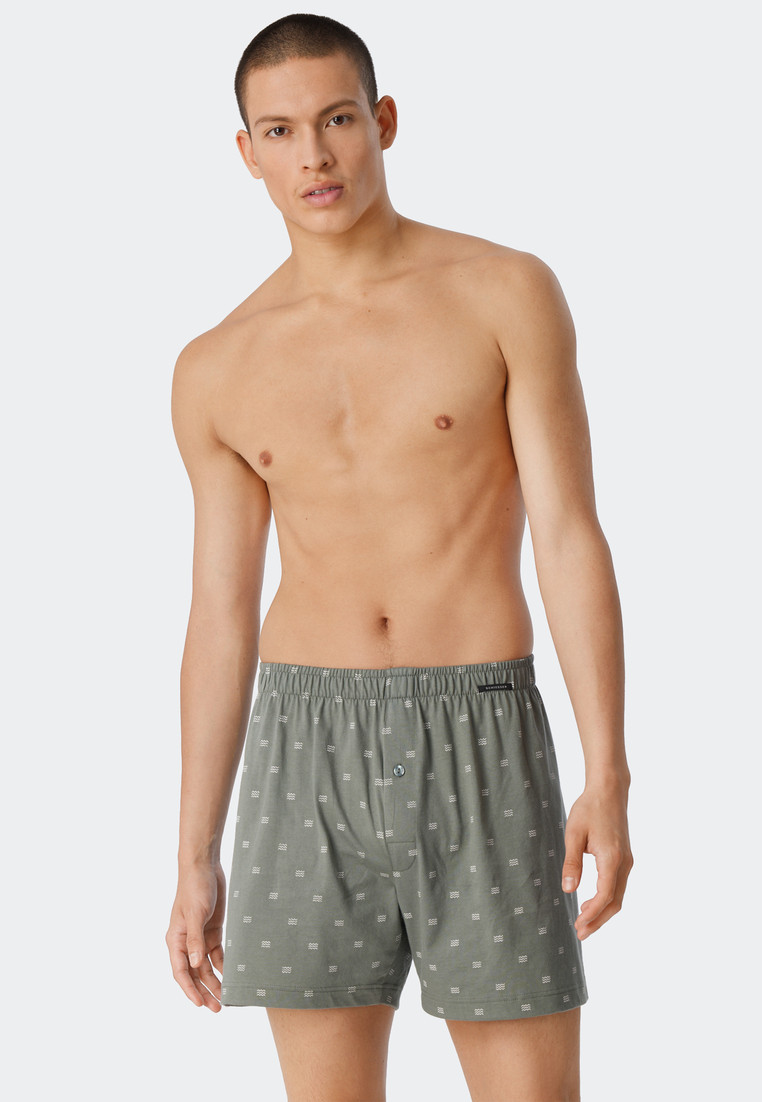 Boxershorts 2er-Pack Jersey uni gemustert Wellen blau/jade - Fun Prints 6