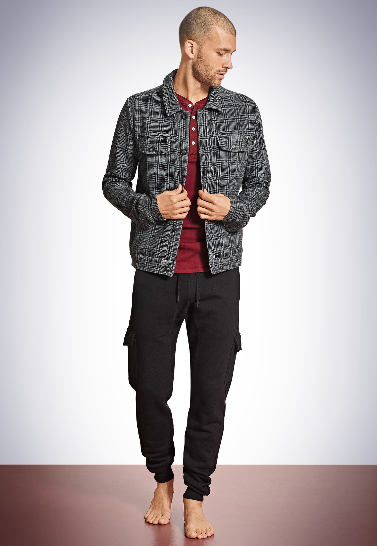 Schiesser Jas zwart - Revival Martin 48 Unisex Gemengd weefsel