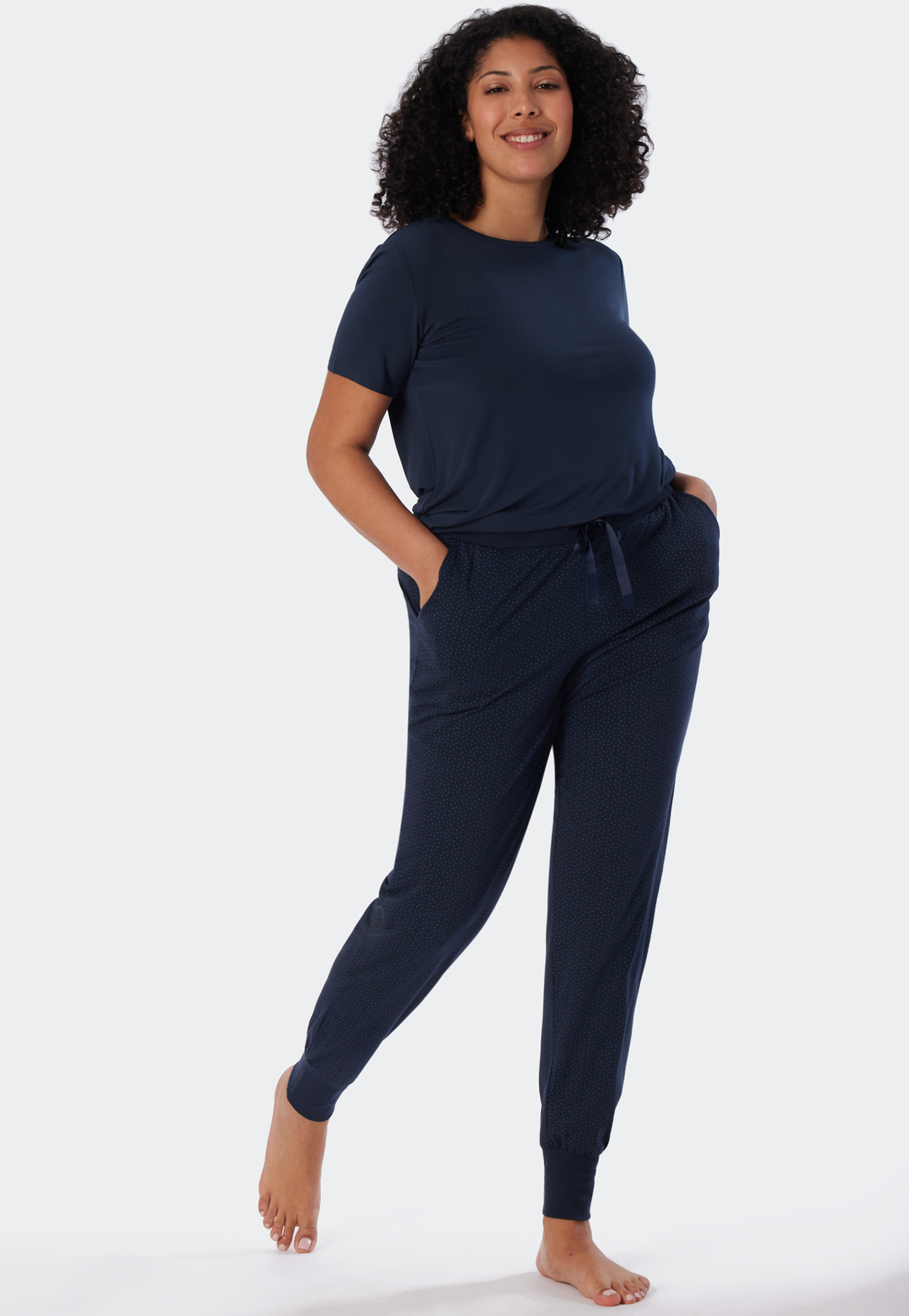Jerseyhose Bündchen nachtblau bedruckt - Mix+Relax 42