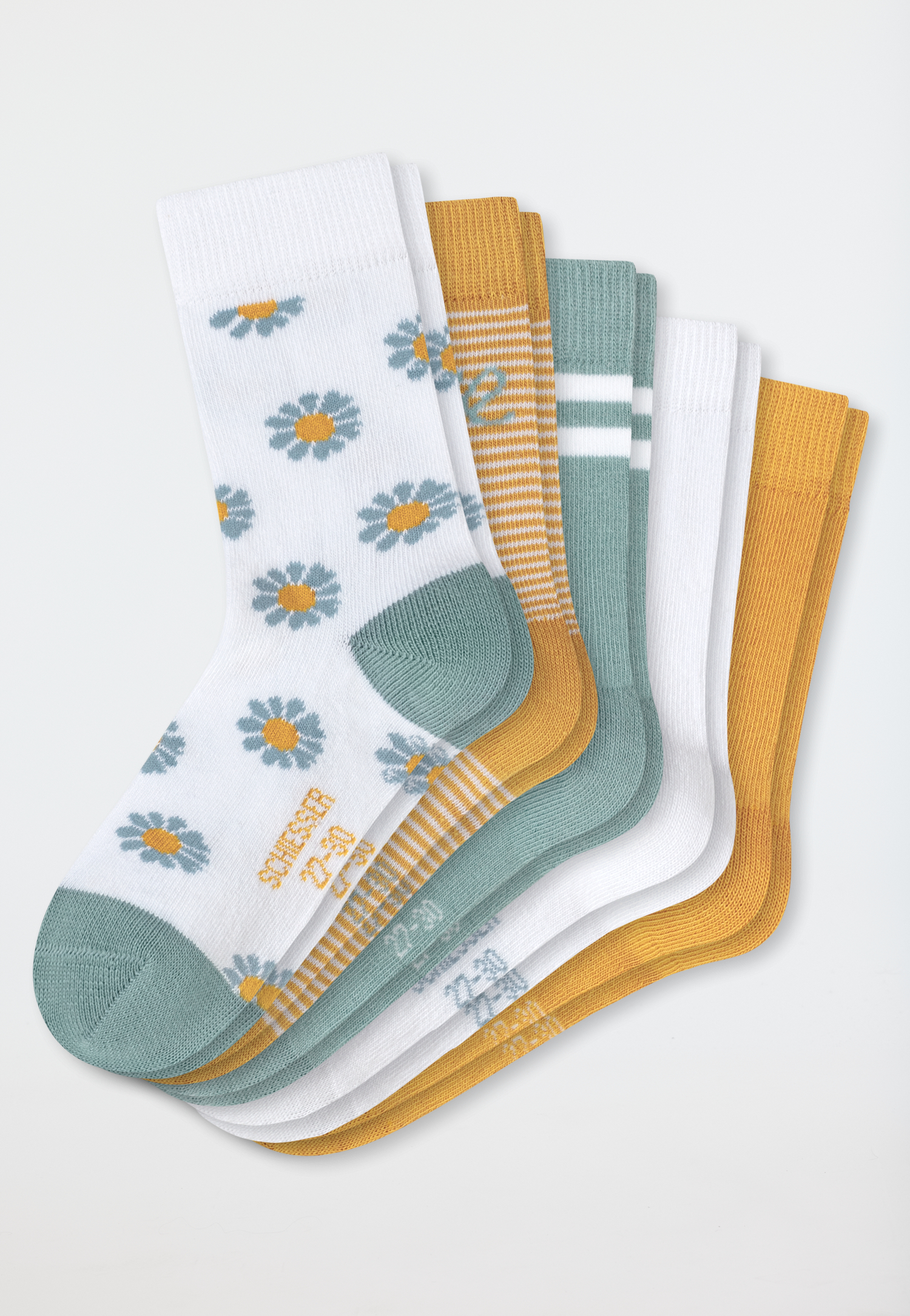Meisjessokken set van 5 bloemen veelkleurig - Flowers 19/22