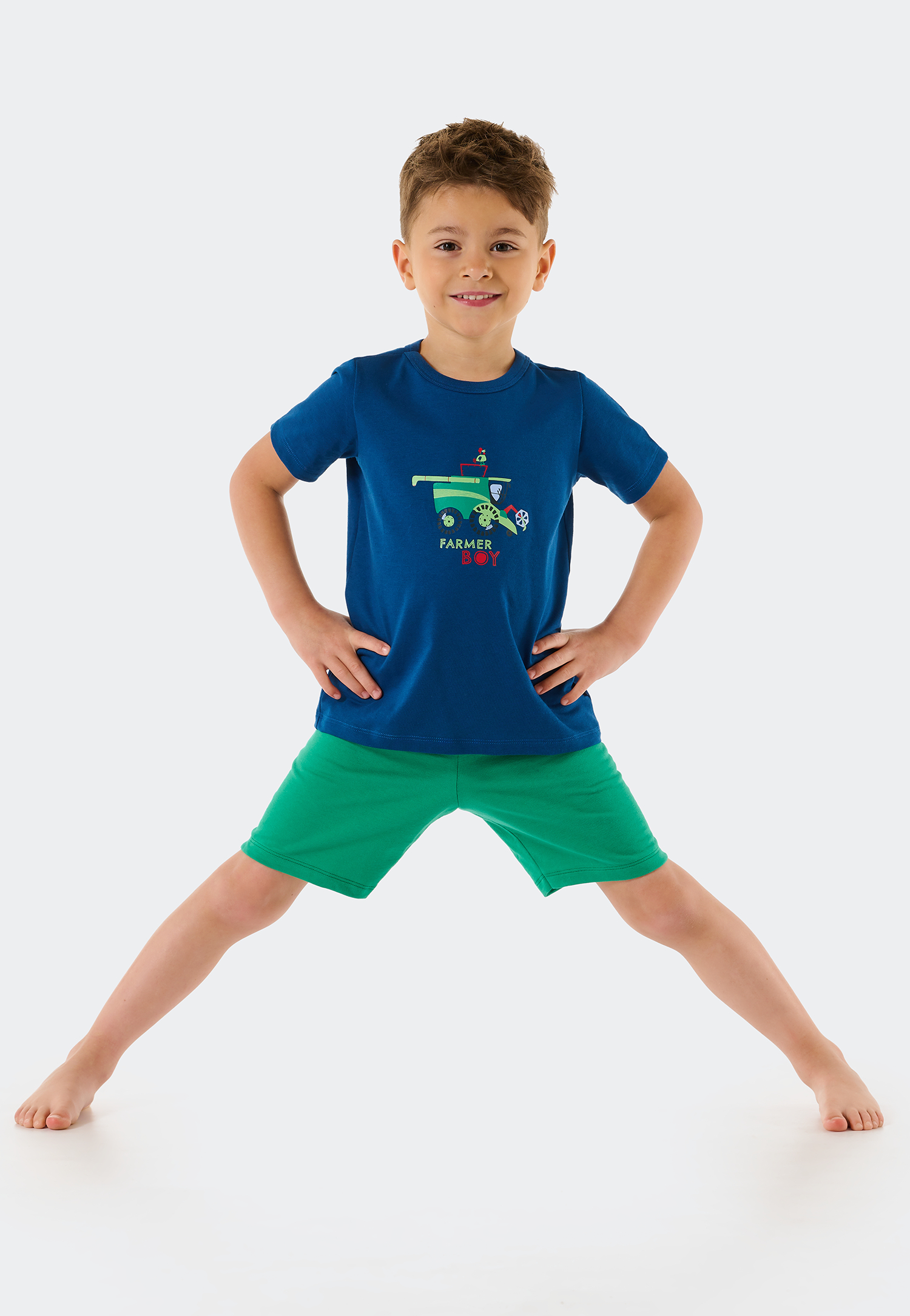 Schlafanzug kurz Organic Cotton Tiere Farm blau - Boys World 116