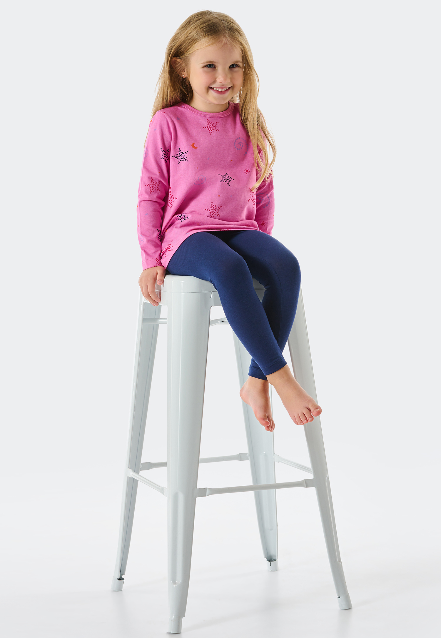 Pyjama lang biologisch katoen legging sterren ruimte roze - Girls World 140 product