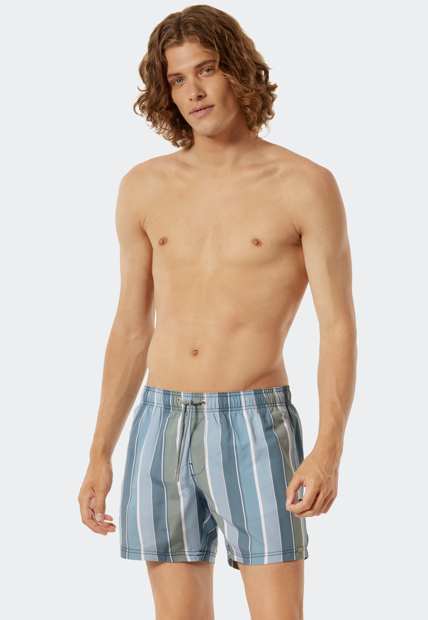 Zwemshort geweven stof blauw-groen gestreept - California Cruise 4 product
