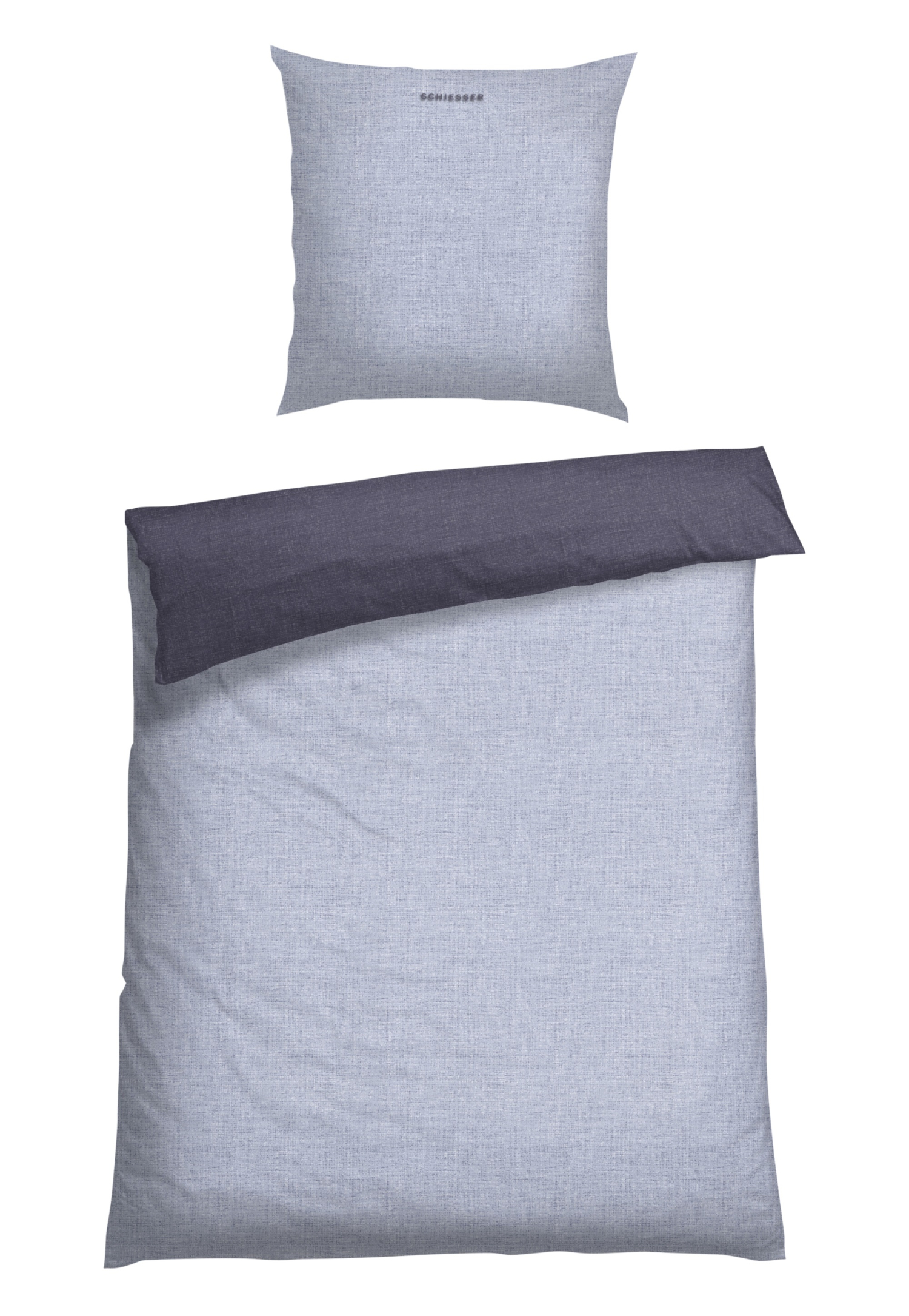Wende-Bettwäsche 2-teilig Renforcé navy-grau- SCHIESSER Home 155*220