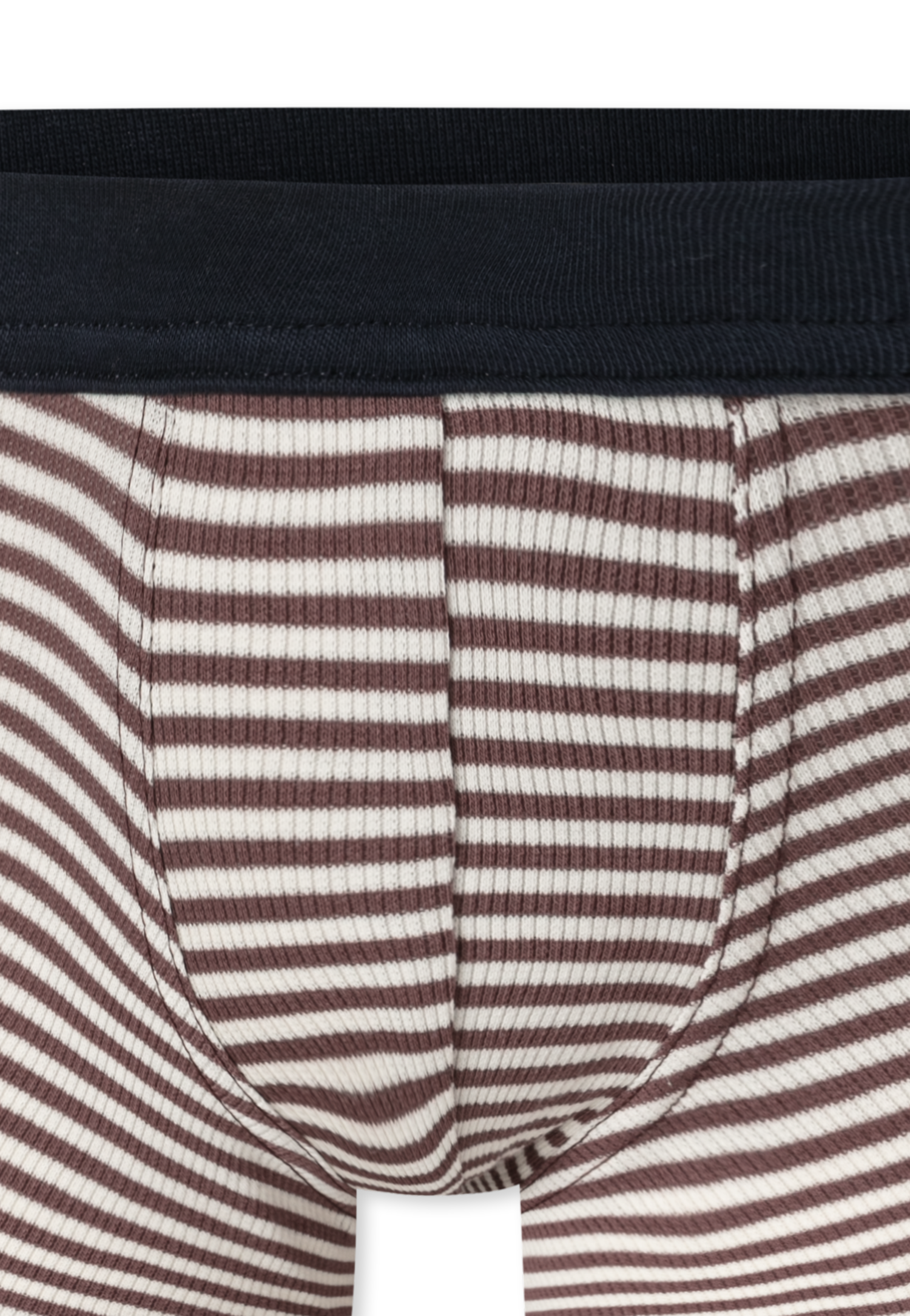 Short met dubbele ribbel, met streepjes, cacaobruin - Double Rib 92