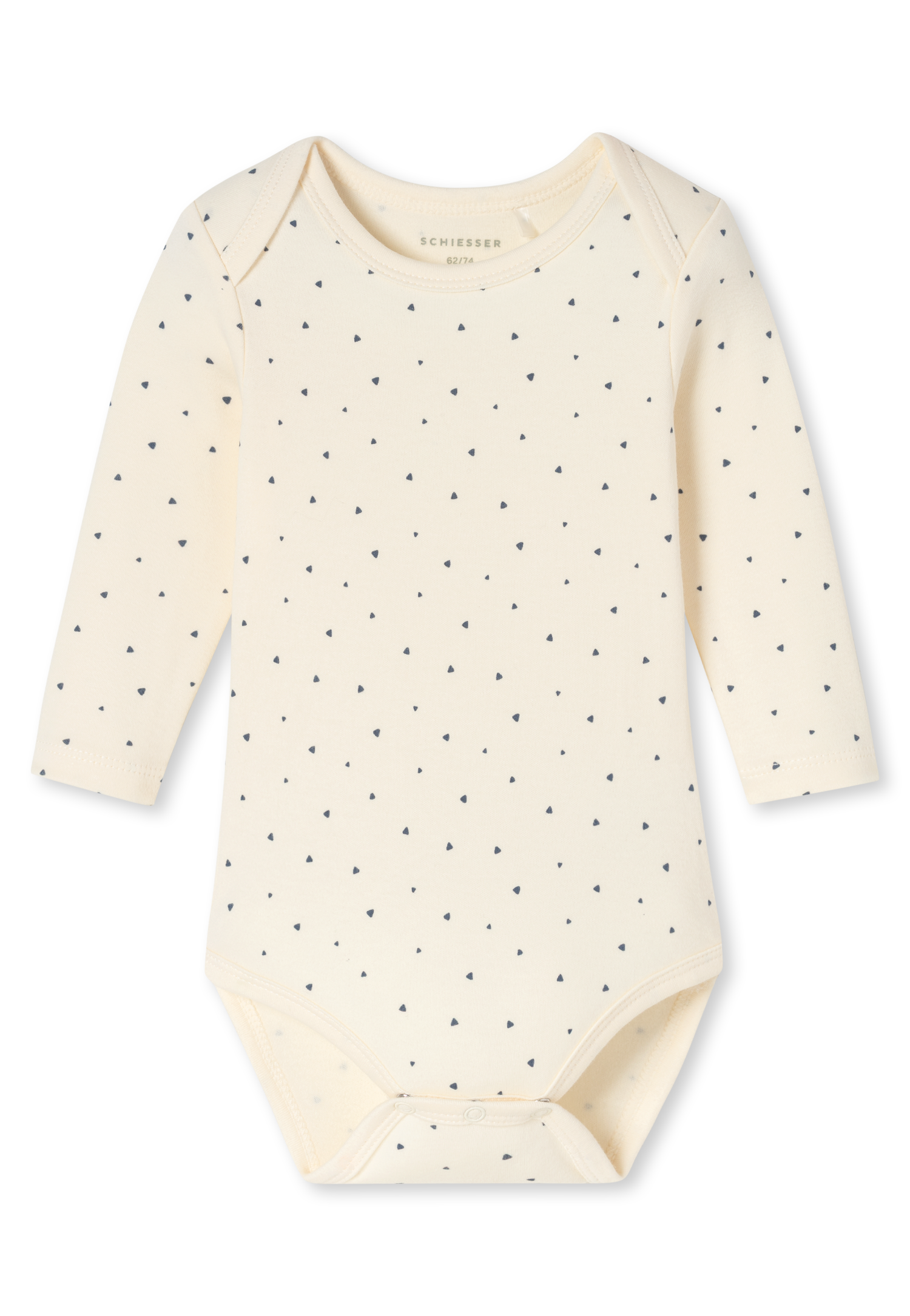 Babybodys met fijne rib en lange mouwen, set van 3, crème - Baby 50/62