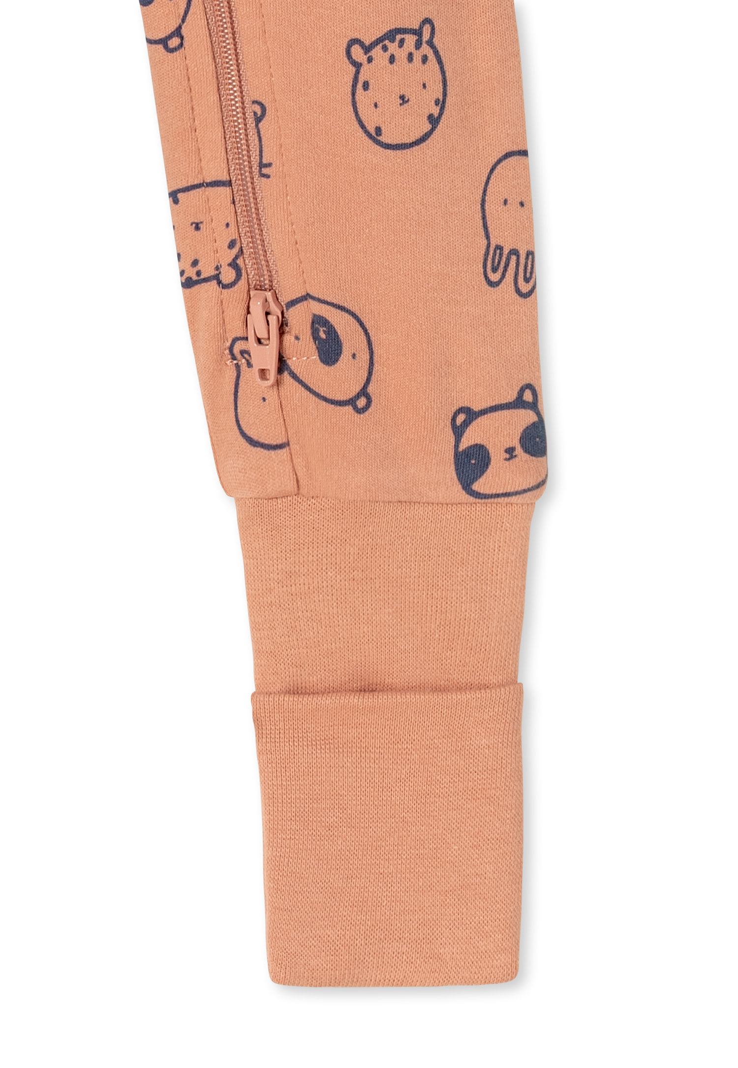 Lang babypakje met fijne fijnrib en ritssluiting, kleur: gebrande baksteen - Baby 50/62