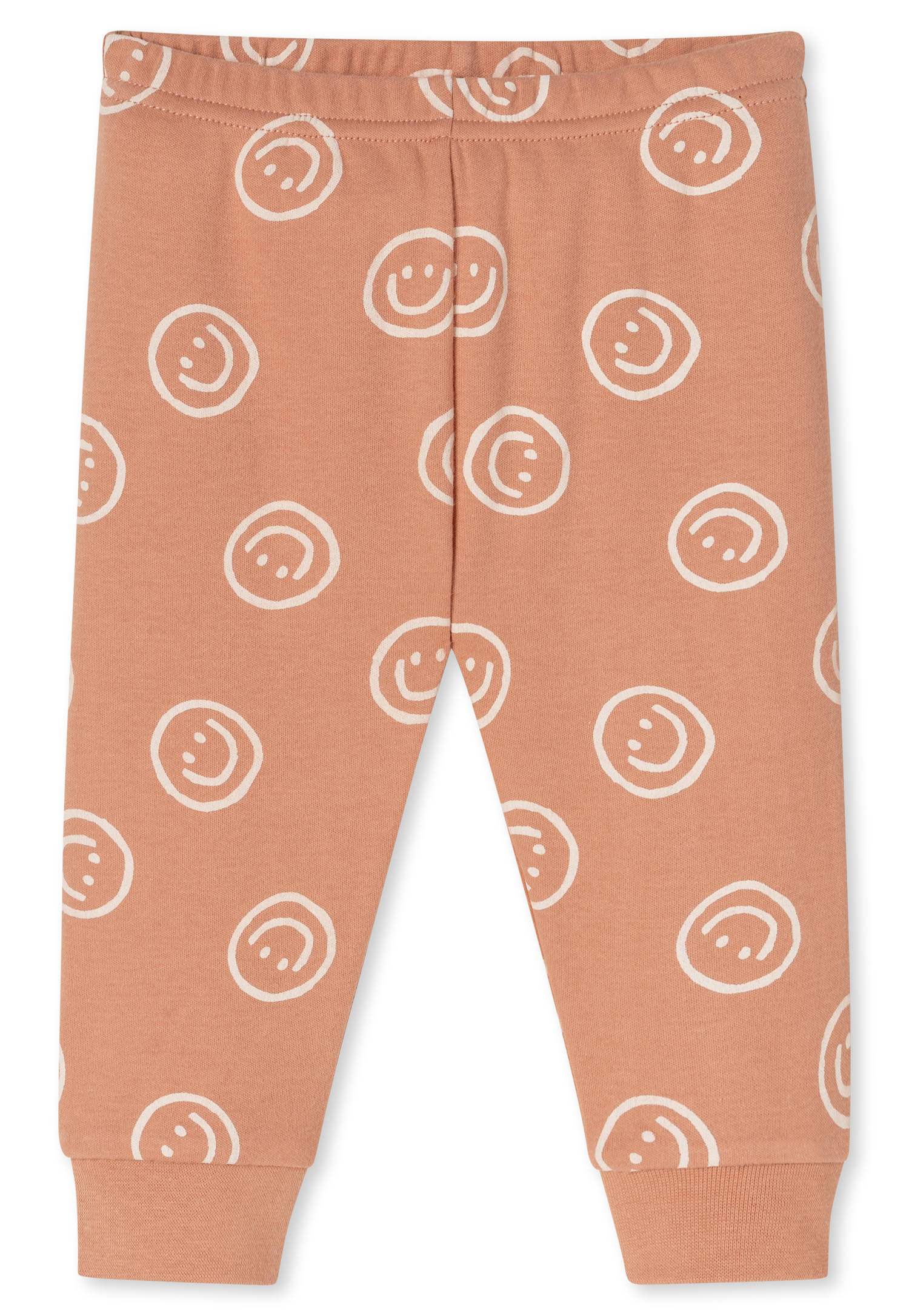 Lang babypyjama, 2-delig, fijnrib, kleur gebrande baksteen - Baby 50/62