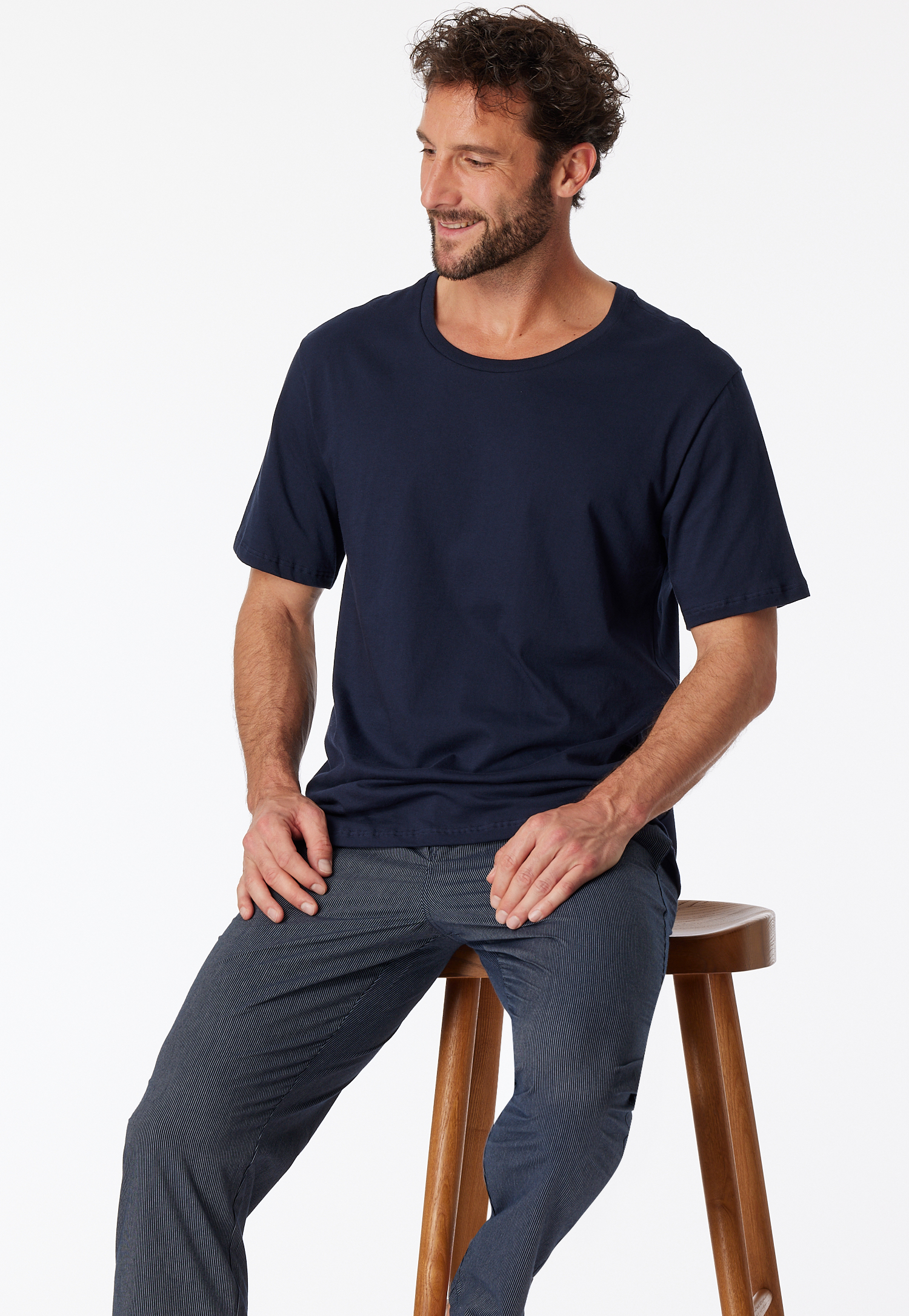 Schiesser Shirt kurzarm Jersey rundhals dunkelblau - Mix+Relax für Herren