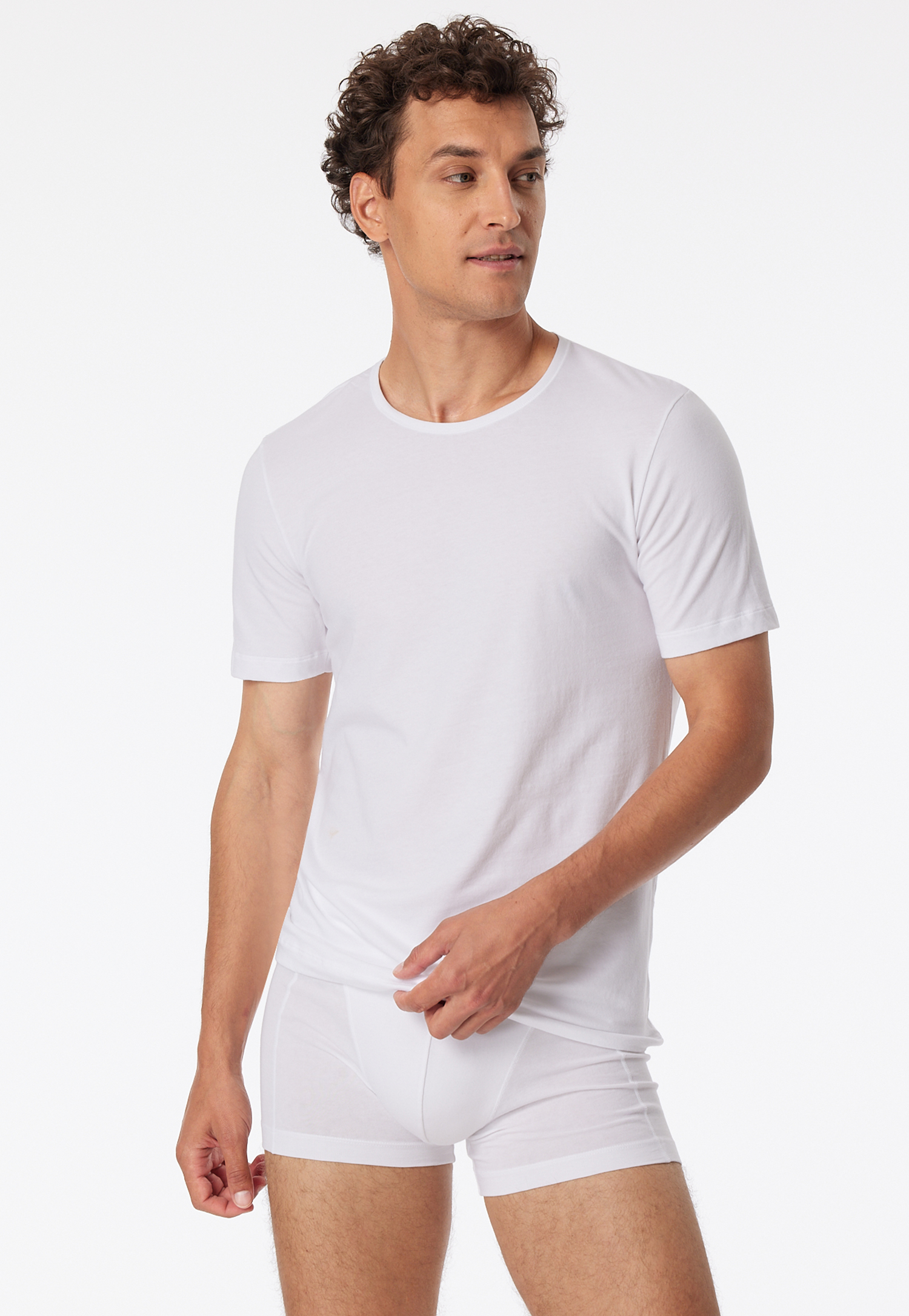 Schiesser Shirts kurzarm 2er-Pack Organic Cotton Rundhals weiß – 95/5 für Herren