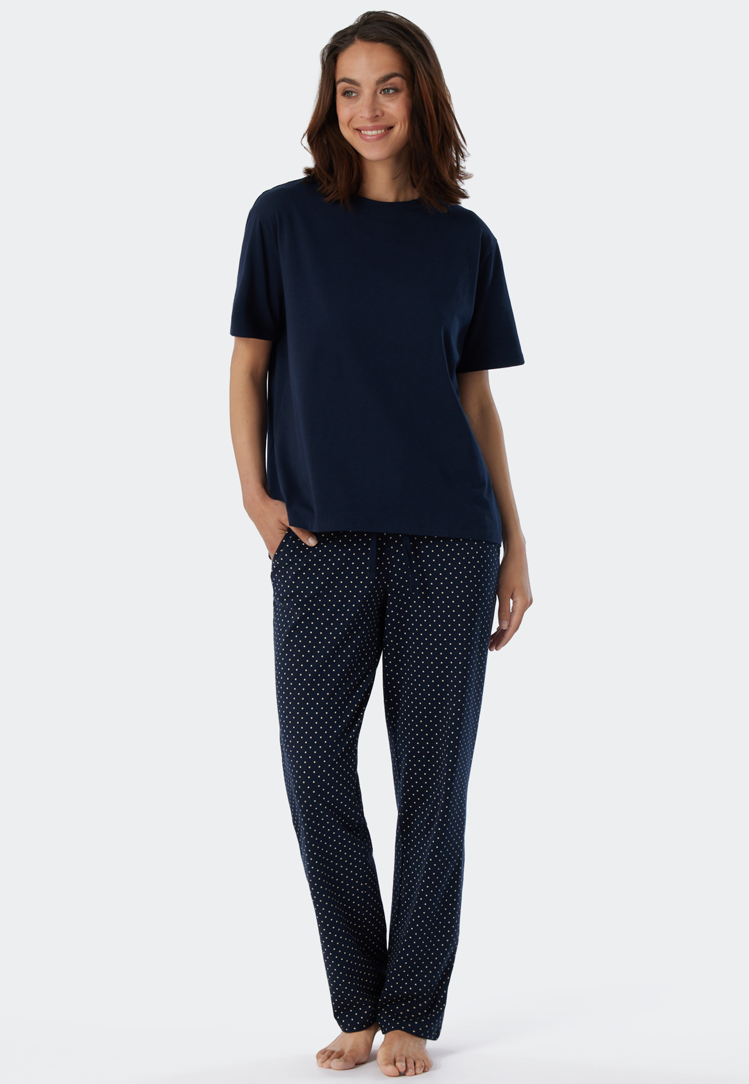Schiesser Shirt kurzarm dunkelblau - Mix+Relax für Damen