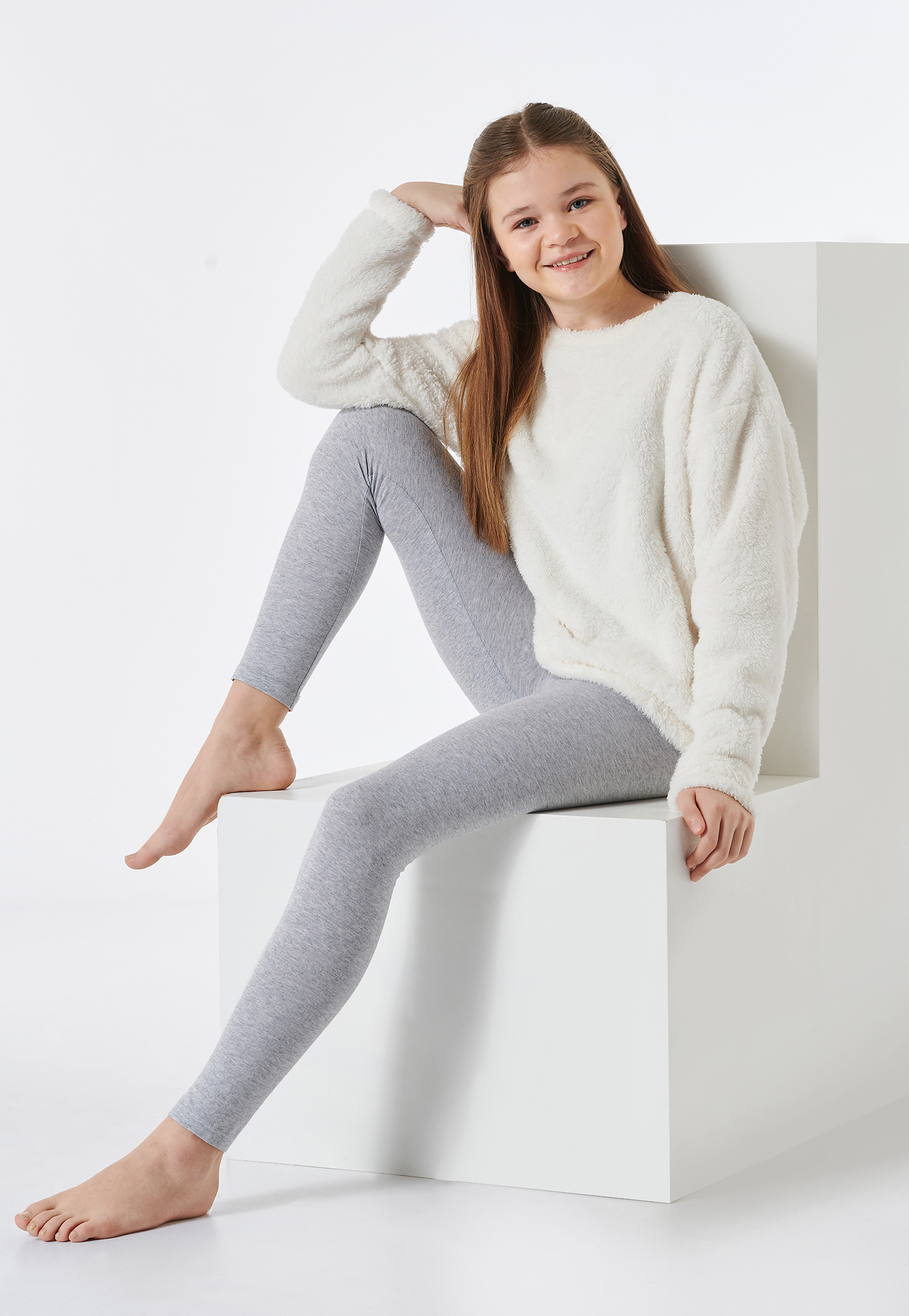 Schiesser Schlafanzug lang Fleece off-white - Teens Nightwear für Mädchen